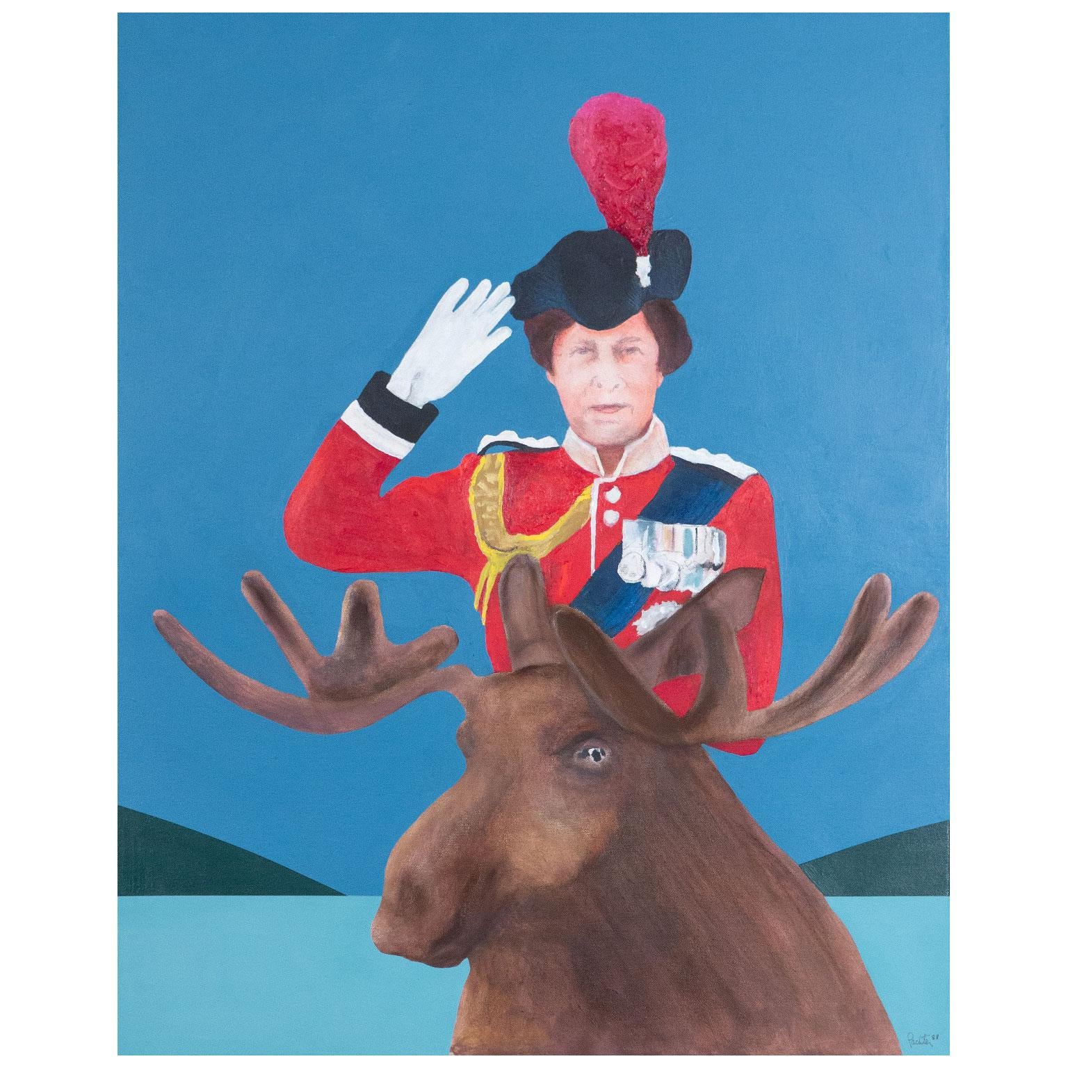 Queen on Moose - Painting by Charles Pachter