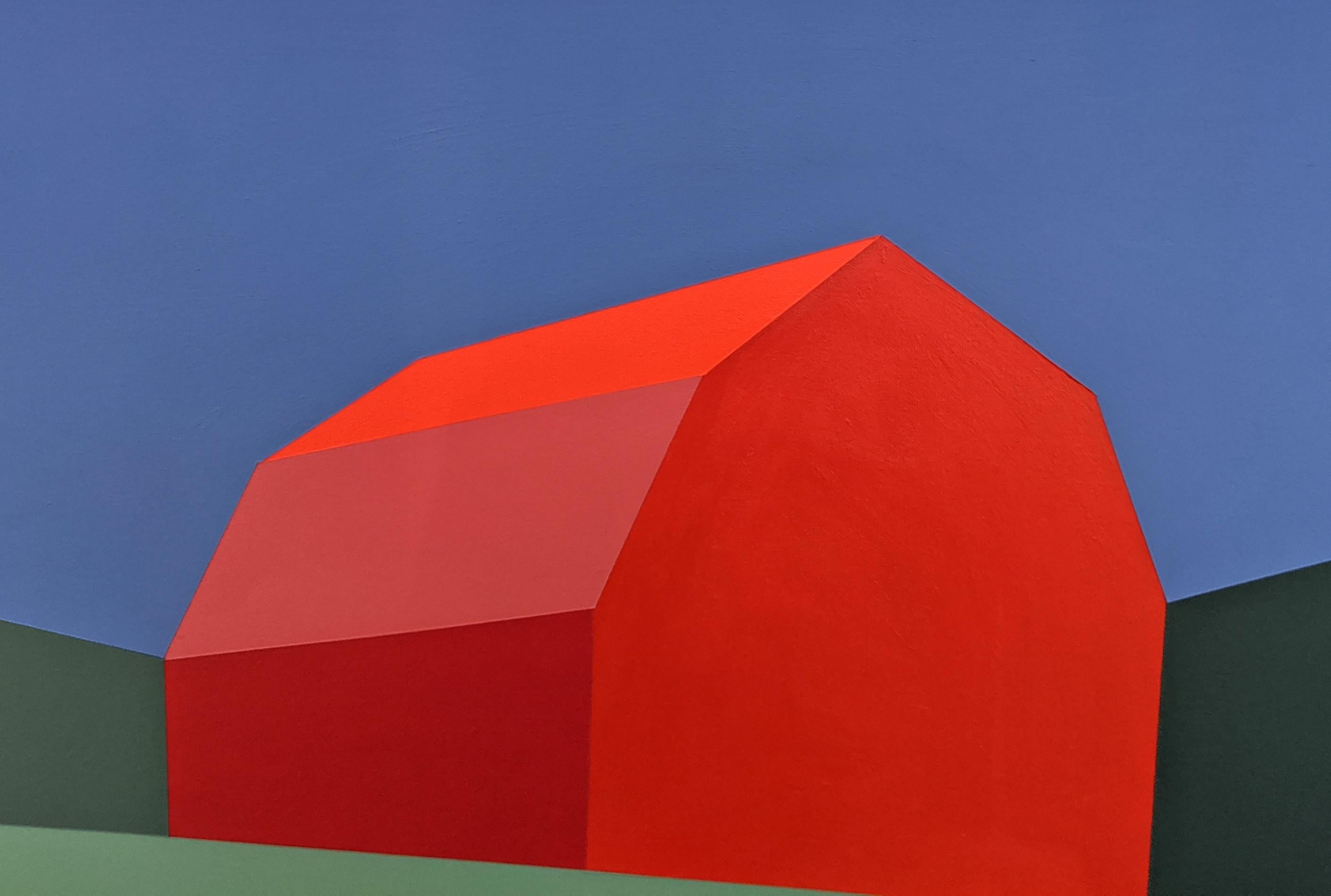 Red Barn at Oro (Blau), Landscape Painting, von Charles Pachter