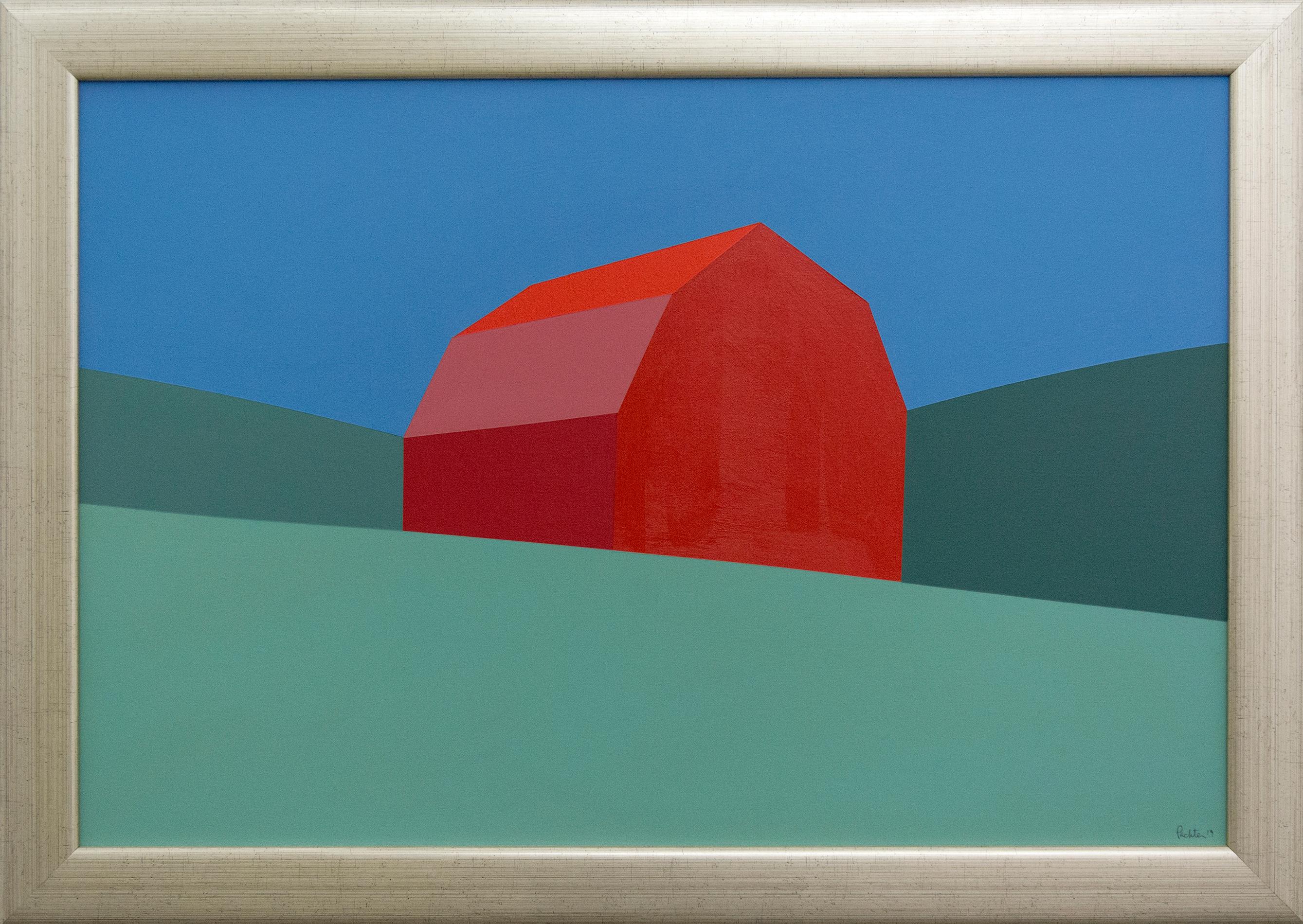 Charles Pachter Landscape Painting – Red Barn at Oro