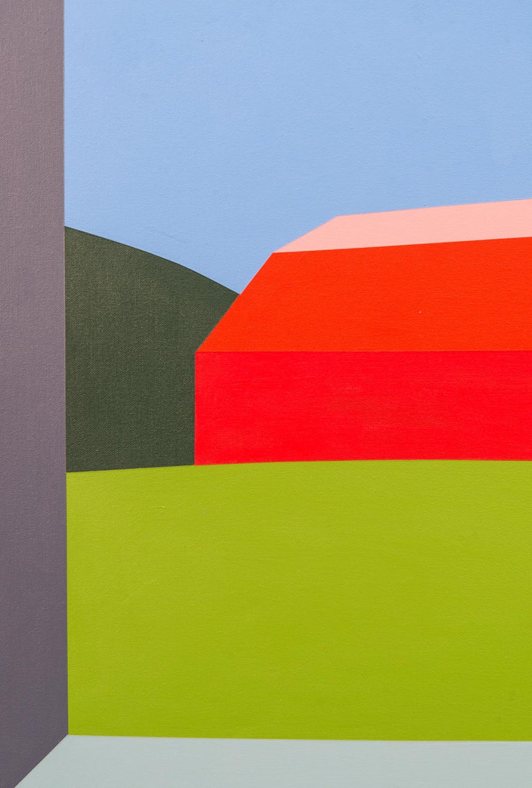 For Canadian pop artist Charles Pachter, the barn is one of the images that symbolizes his national pride. This vibrant red barn with its classic clean lines stands out against the backdrop of a brilliant blue sky and contrasts with the swatch of a