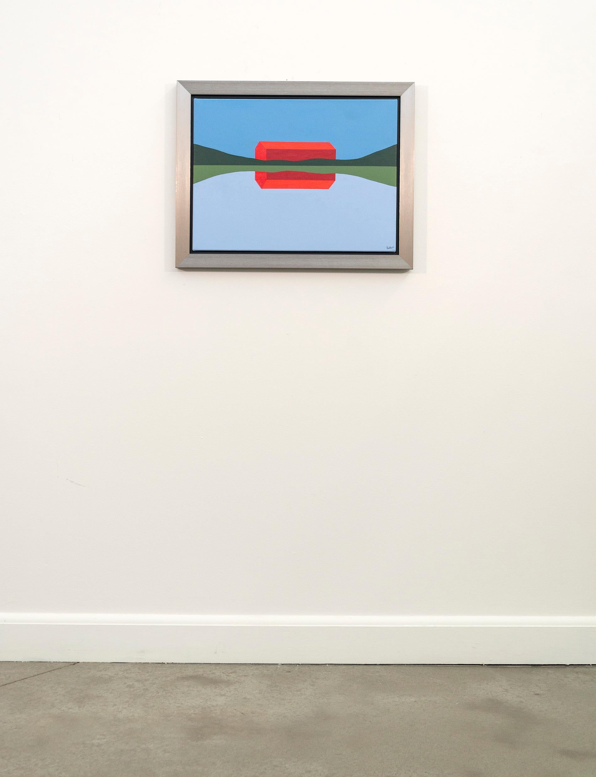 Granero Rojo Reflejado 2022 - pintura, minimalista, paisaje, acrílico sobre lienzo - Painting Contemporáneo de Charles Pachter