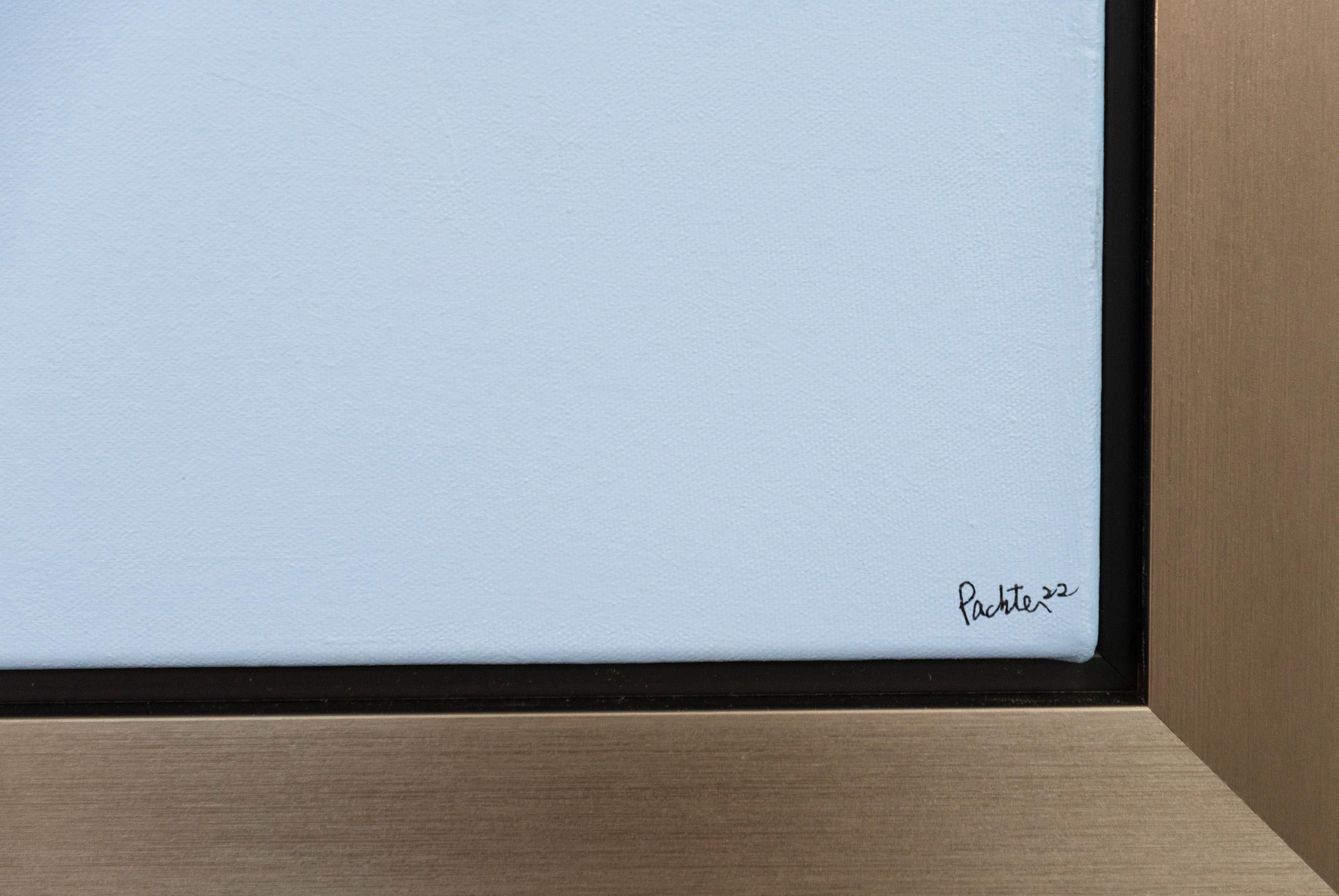 Granero Rojo Reflejado 2022 - pintura, minimalista, paisaje, acrílico sobre lienzo - Landscape Painting Azul de Charles Pachter