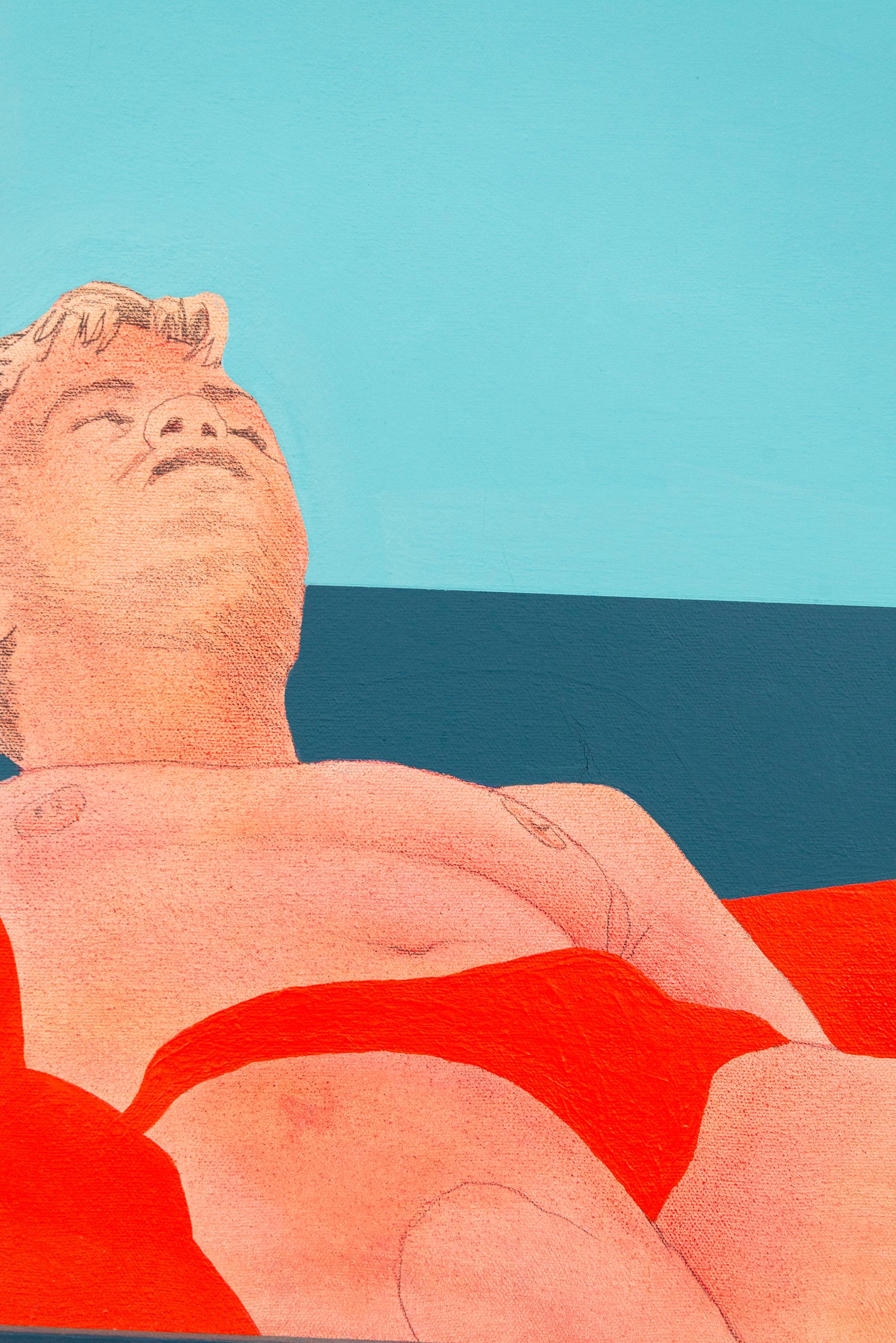 Sandbar Trilogy - gay beach, figurative acrylic on canvas For Sale 7
