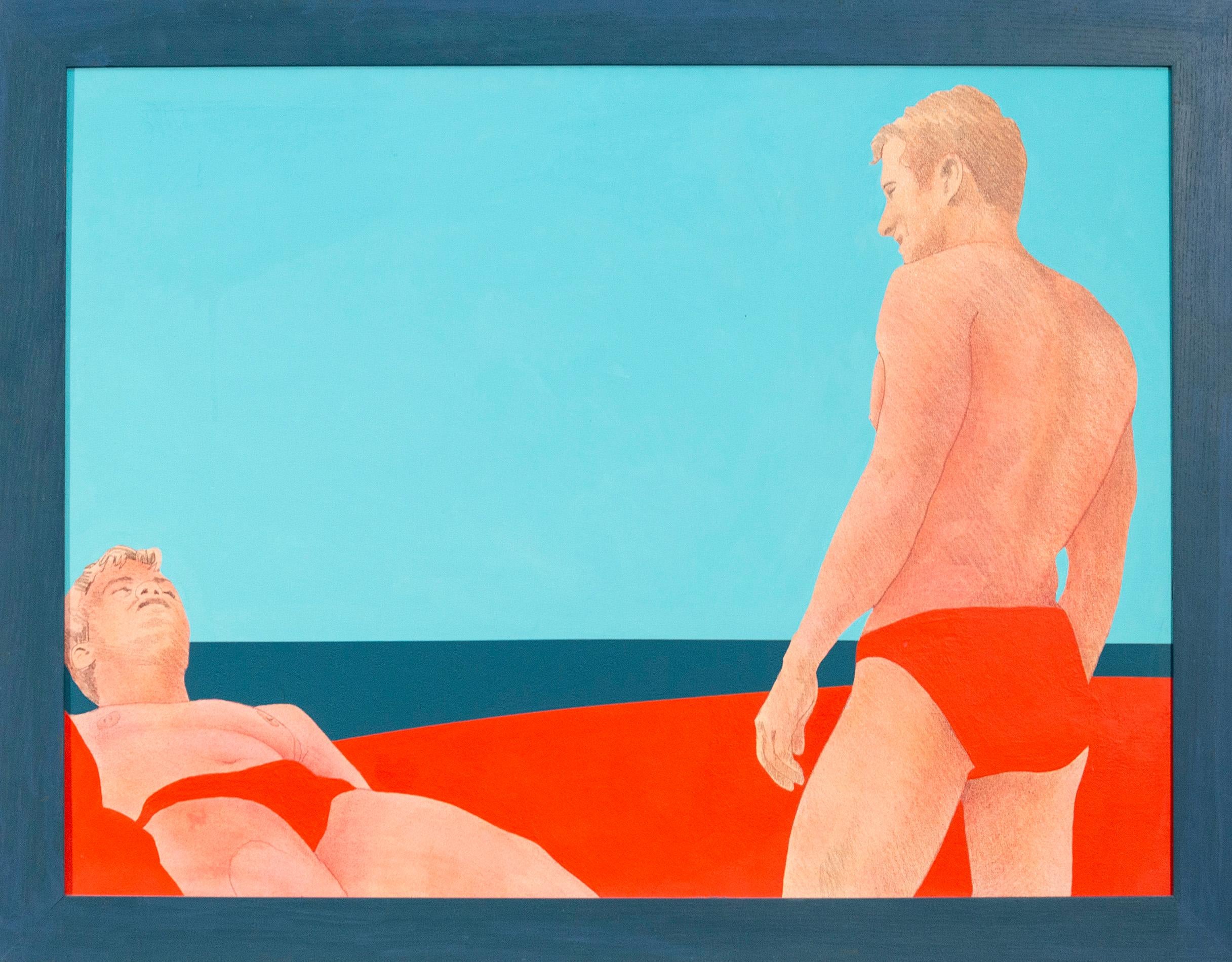 Sandbar Trilogy - gay beach, figurative acrylic on canvas For Sale 2