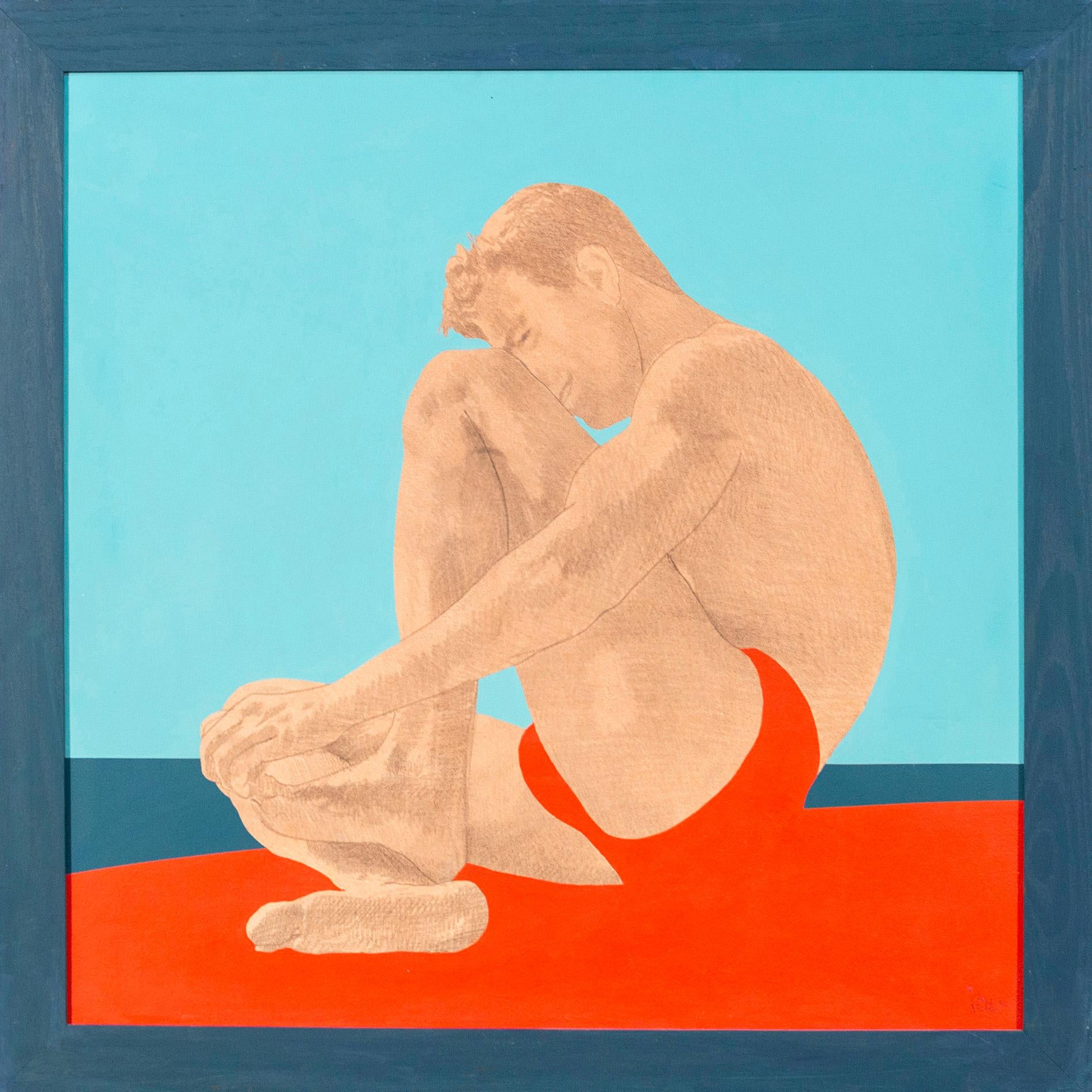 Sandbar Trilogy - gay beach, figurative acrylic on canvas For Sale 3