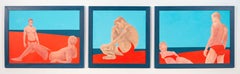Trilogie Sandbar - plage gay, acrylique figurative sur toile
