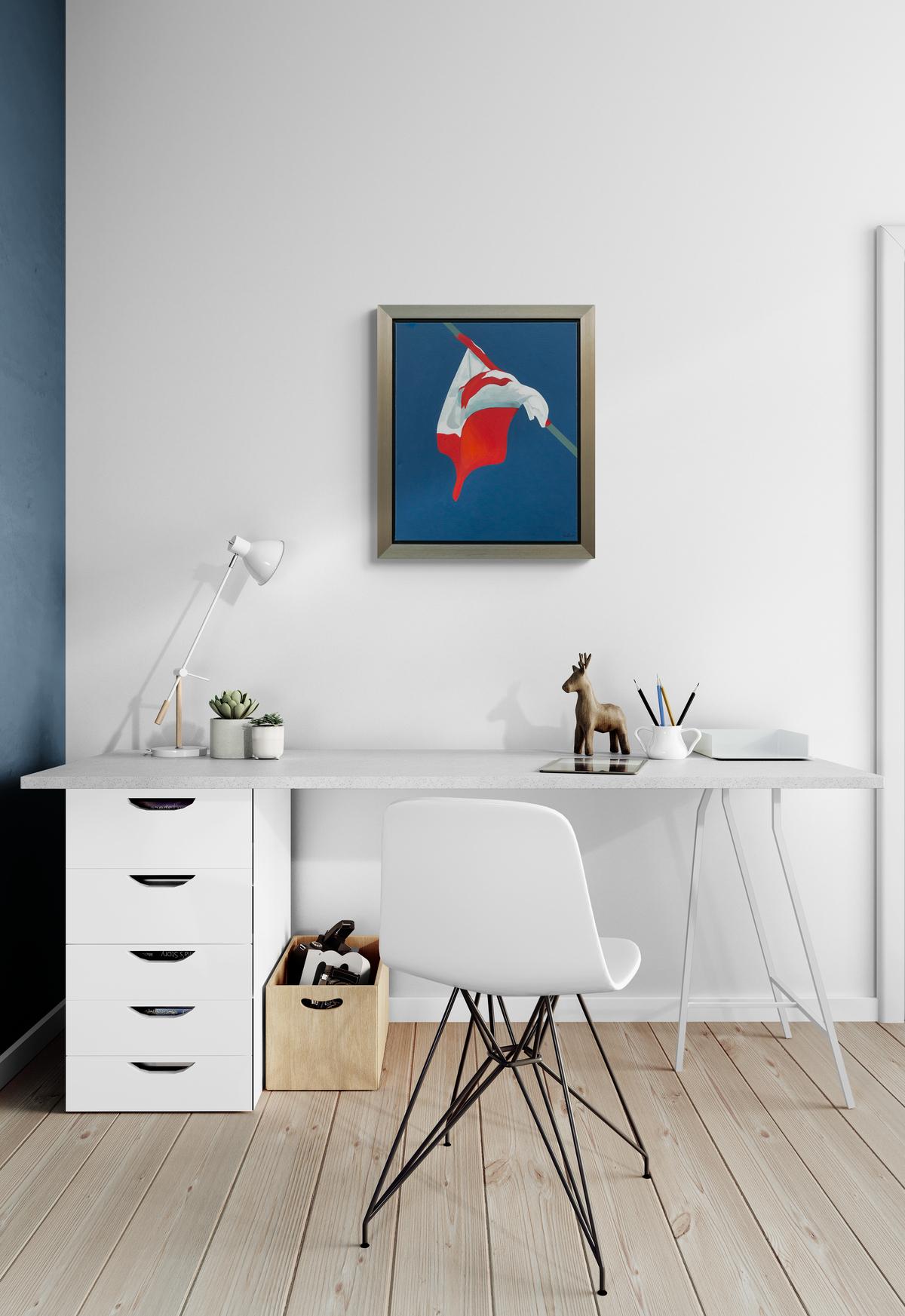 La bandera pintada de azul (2003) - minimalista, contemporánea, acrílico sobre lienzo en venta 4