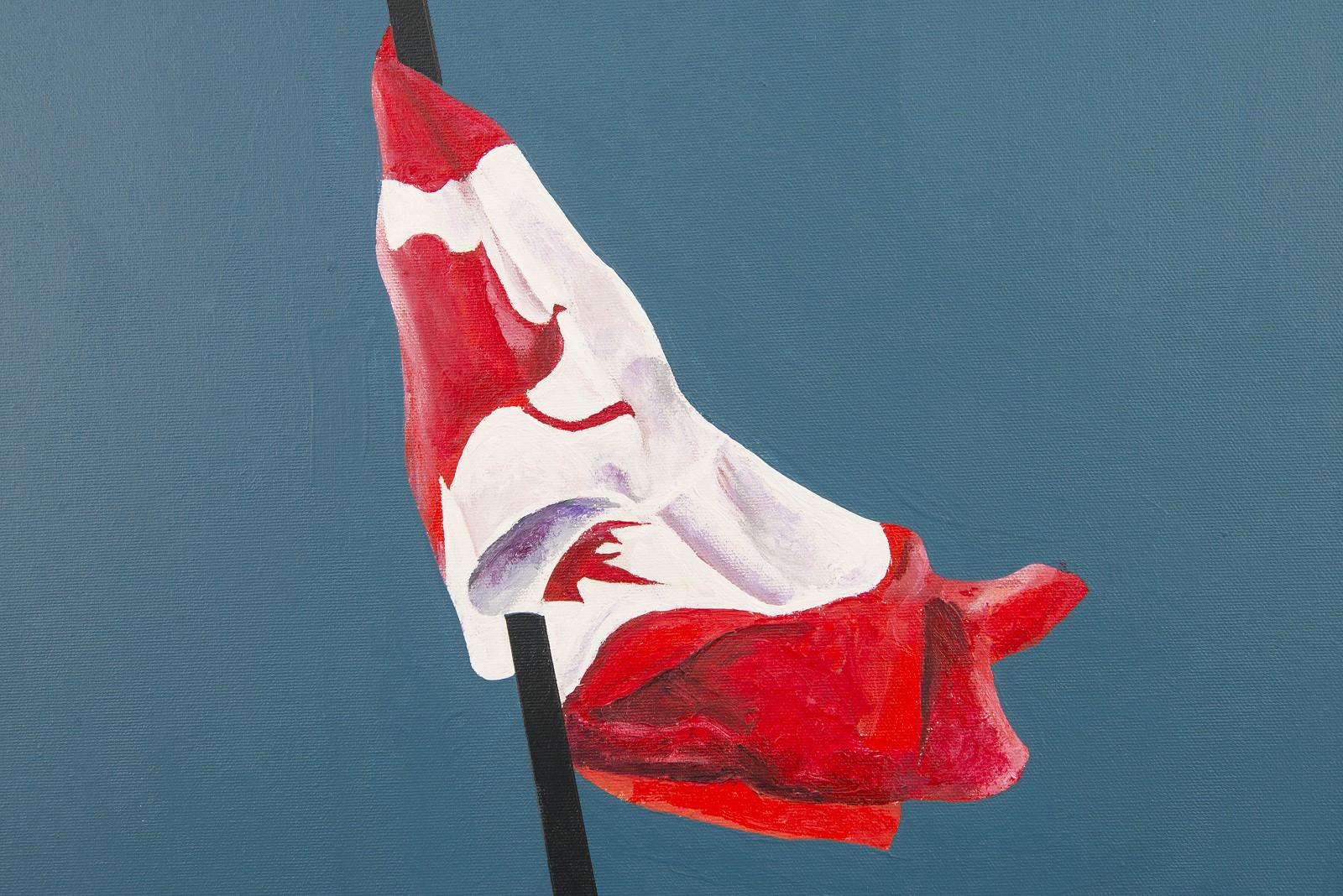 Bemalte Flagge – Pop-Art,  Canadiana, ikonisch, Acryl auf Leinwand (Grau), Still-Life Painting, von Charles Pachter