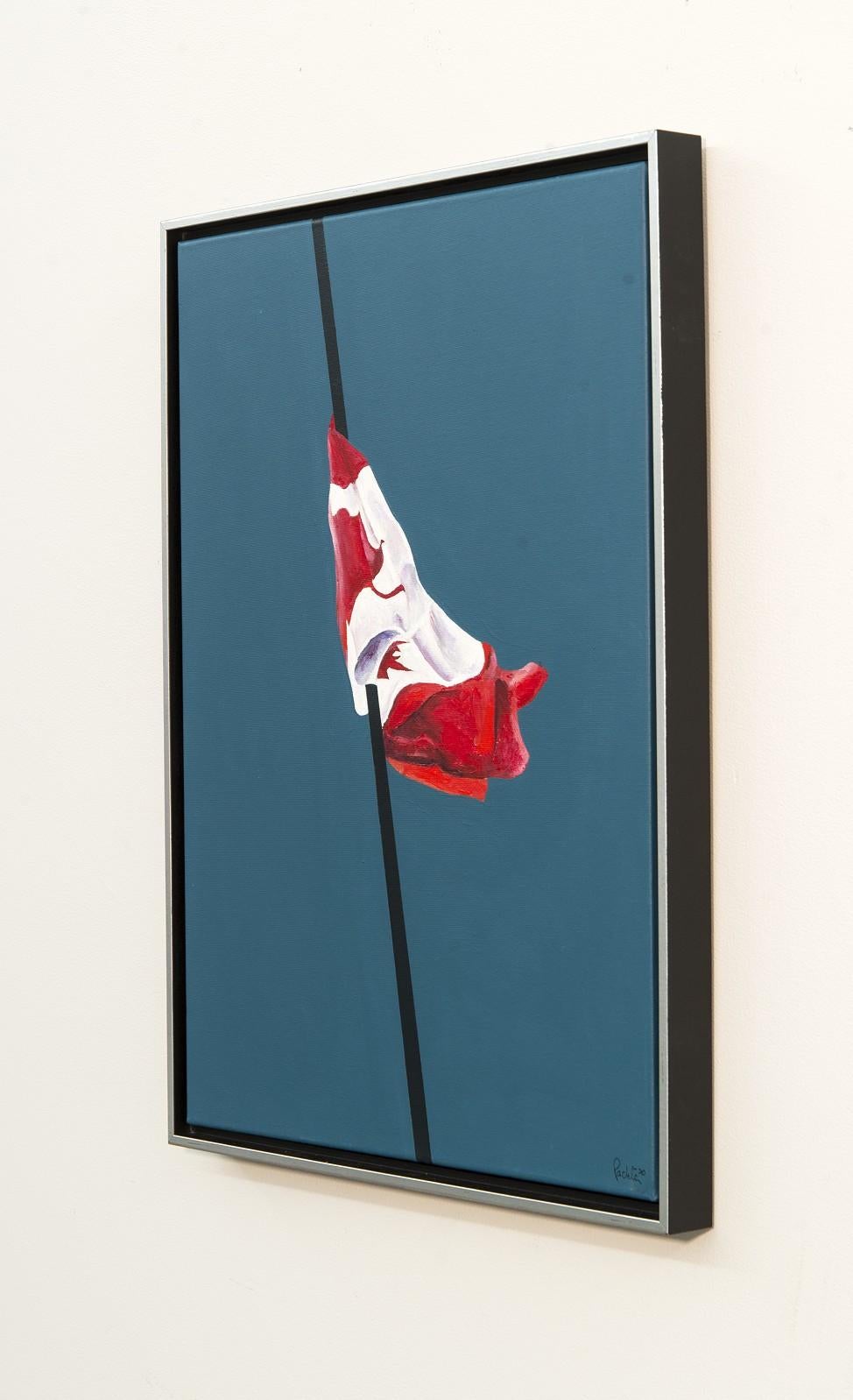 Bemalte Flagge – Pop-Art,  Canadiana, ikonisch, Acryl auf Leinwand 1