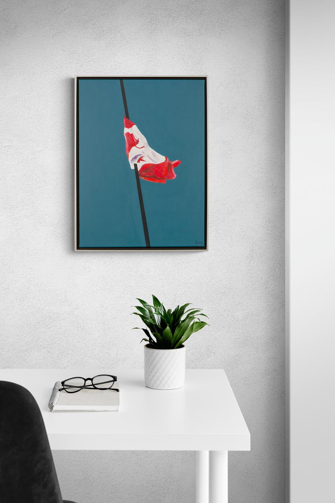 The Painted Flag - pop-art,  Canadiana, iconic, acrylic on canvas - Gray Still-Life Painting by Charles Pachter