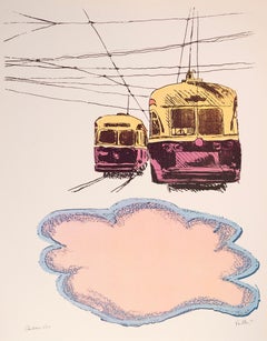 Cloud cars, 5/20 - figurative, playful, pop-art, lithograph, limited print