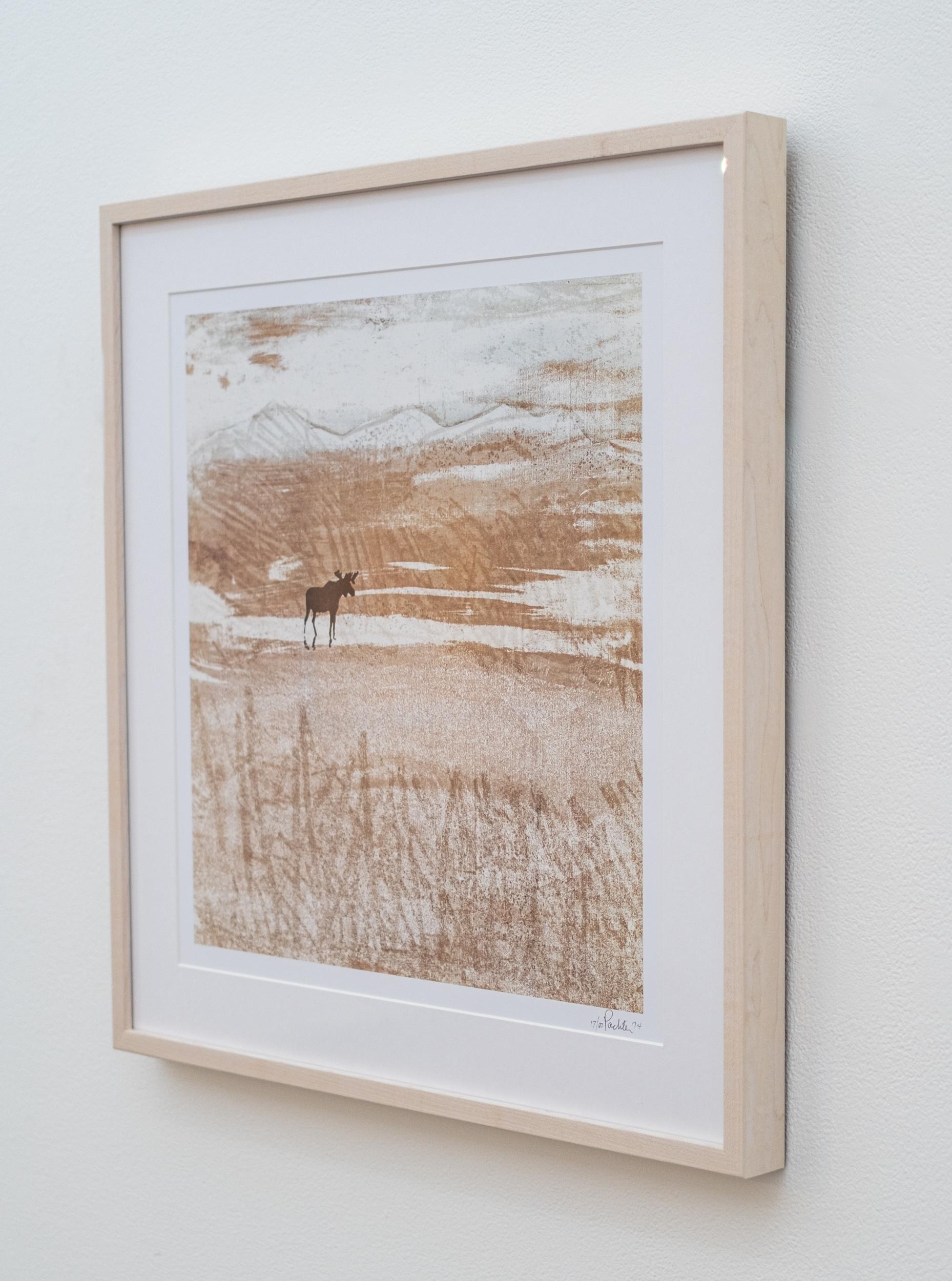 Mooseamour 17/80 - figurativ, landschaftlich, zeitgenössisch, lithographischer Druck (Beige), Landscape Print, von Charles Pachter