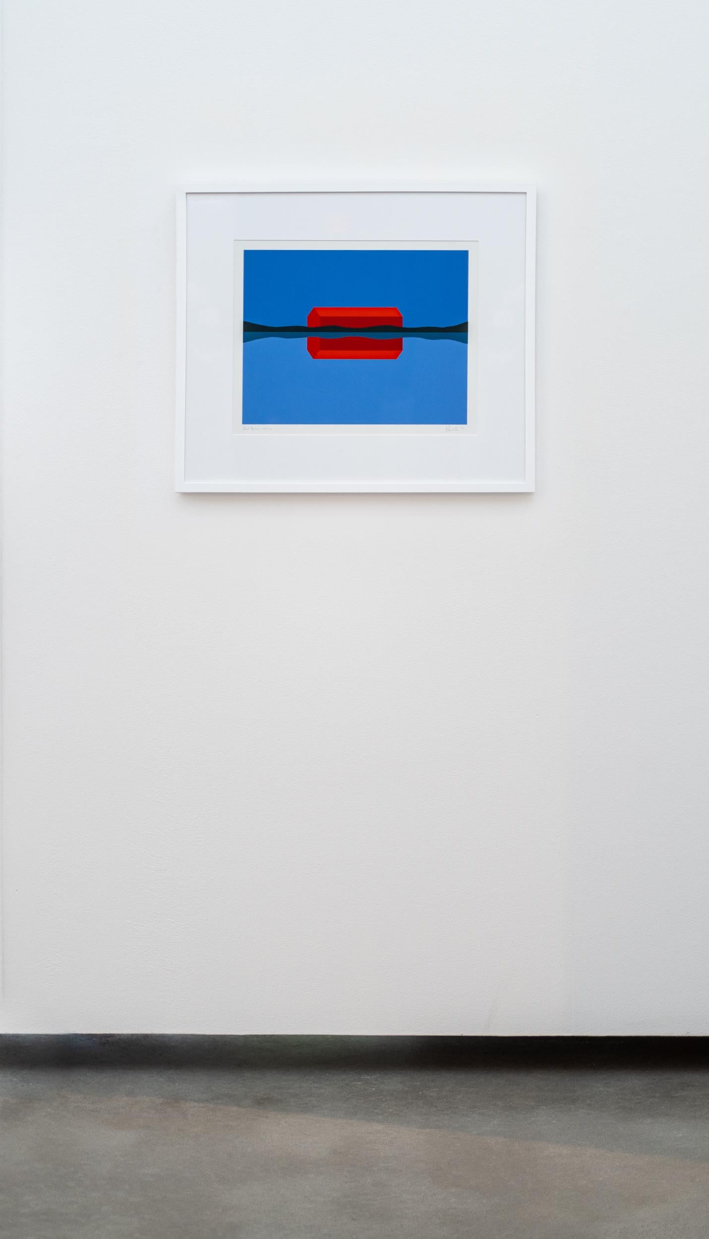 Granero Rojo 114/150 - azul, rojo, paisaje, abstracto, pop-art, serigrafía - Print de Charles Pachter