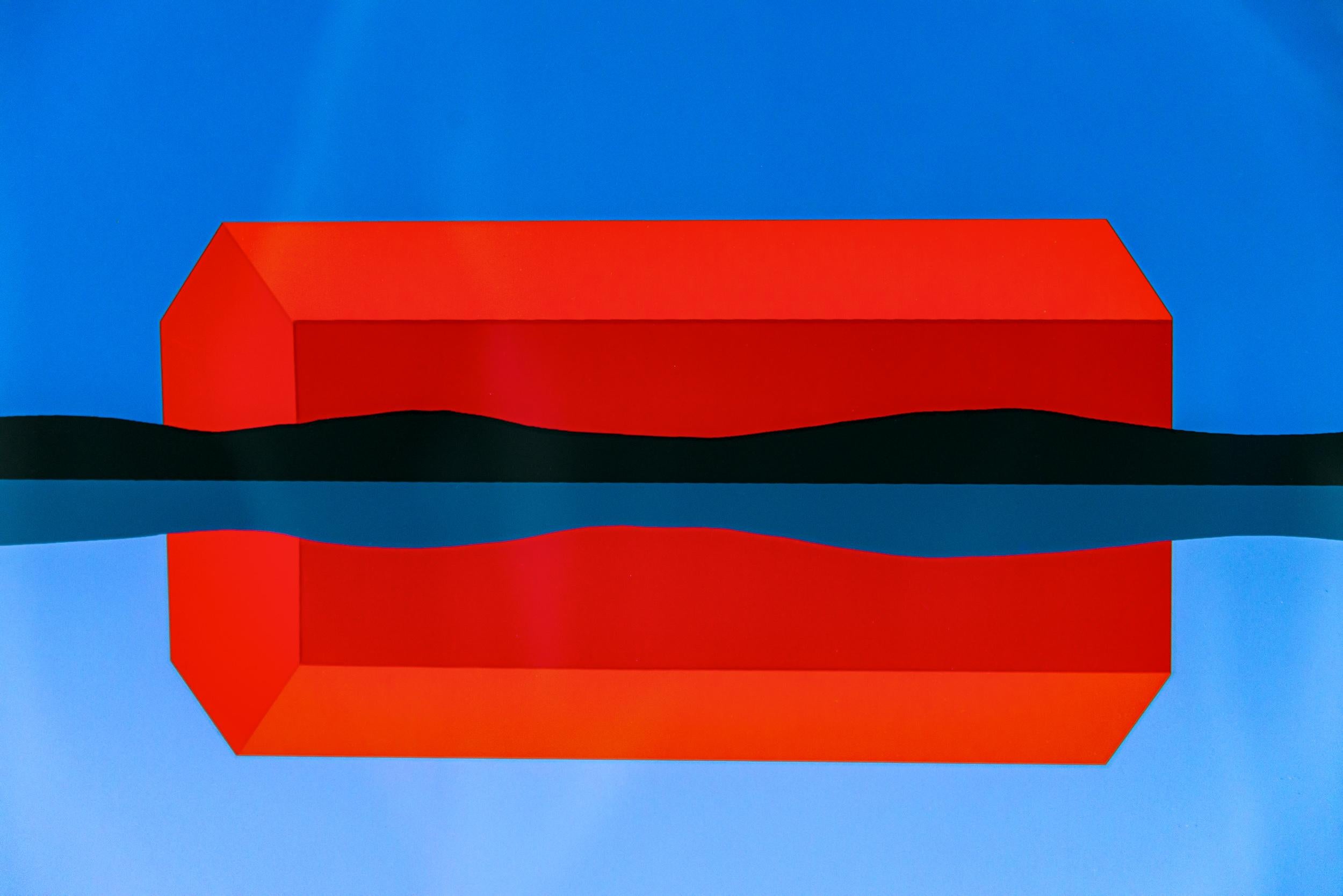 Granero Rojo 114/150 - azul, rojo, paisaje, abstracto, pop-art, serigrafía 1