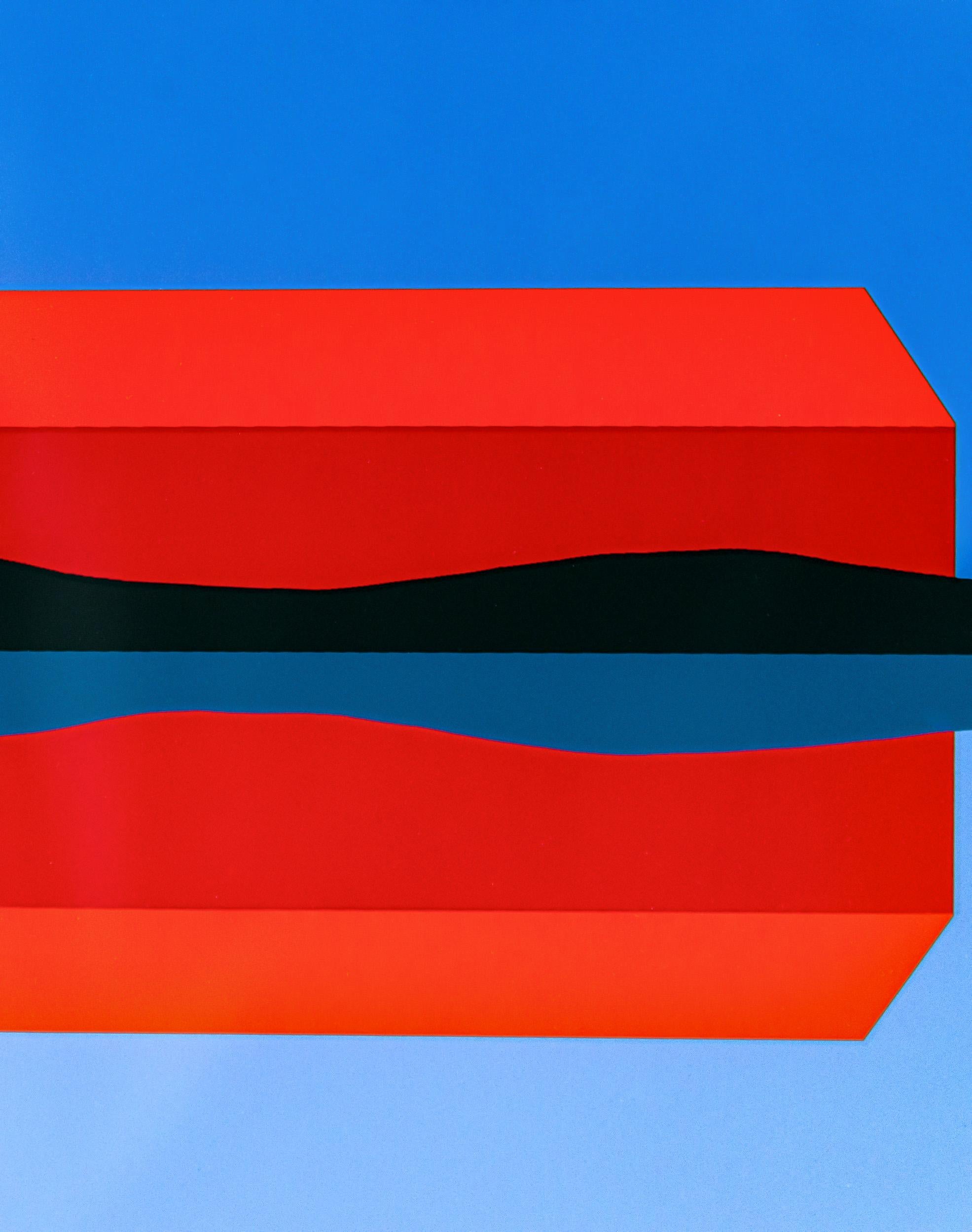 Granero Rojo 114/150 - azul, rojo, paisaje, abstracto, pop-art, serigrafía 2