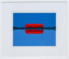 Red Barn 114/150 - bleu, rouge, paysage, abstrait, pop-art, sérigraphie