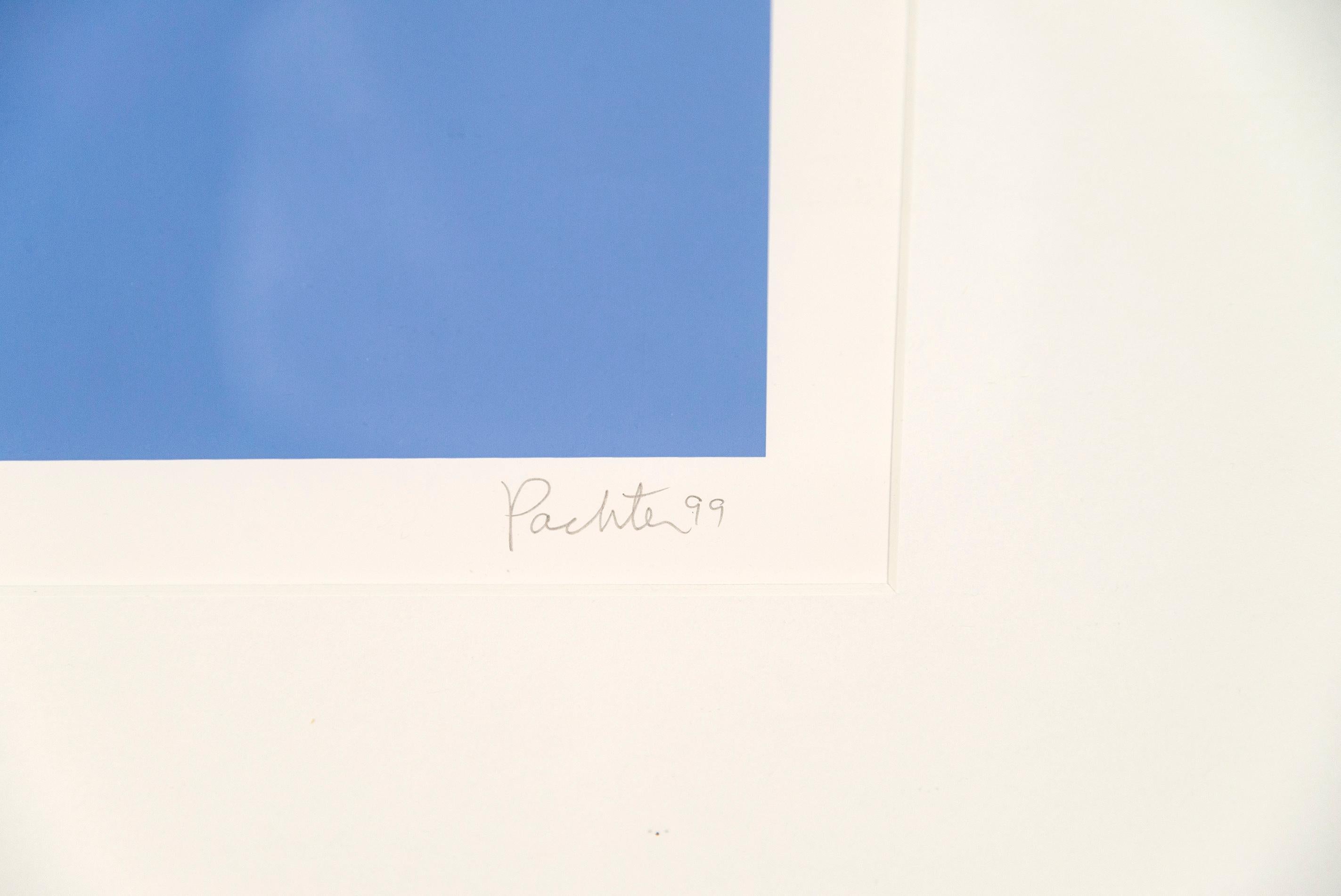 Red Barn Reflected 111/150- azul, paisaje, abstracto, pop-art, minimalista - Print de Charles Pachter