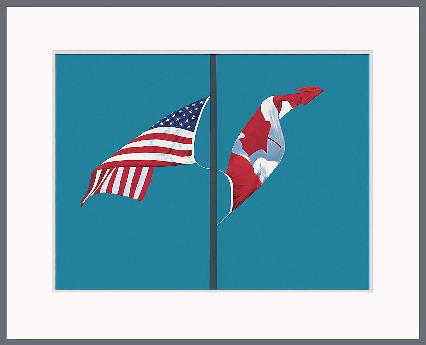 Side By Side 6/8 - stampa giclée luminosa, colorata, politica, bandiera, Canada, USA - Print di Charles Pachter