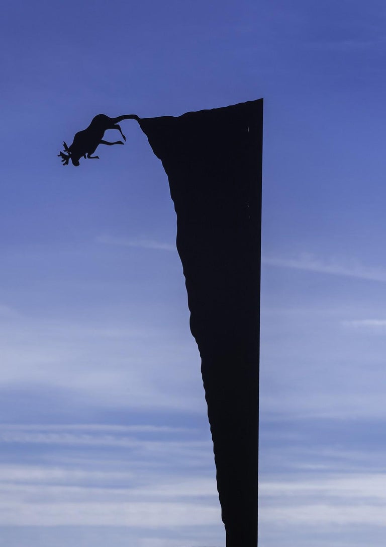 Moose Plunge (large) - tall, playful, pop art, Canadian, aluminum sculpture - Pop Art Sculpture by Charles Pachter
