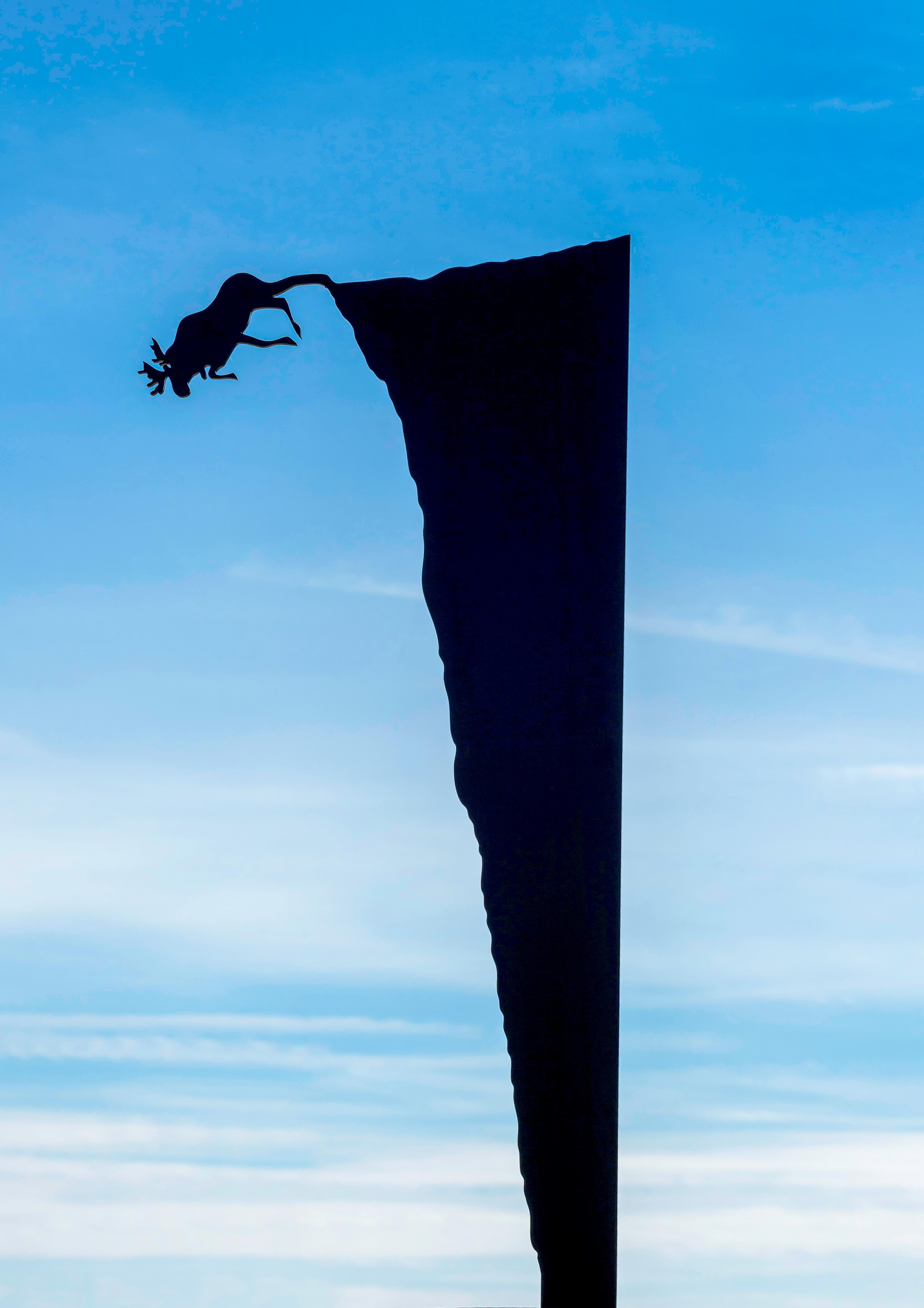 Moose Plunge (large) - figurative, pop-art, Canadian, aluminum outdoor sculpture - Gray Still-Life Sculpture by Charles Pachter