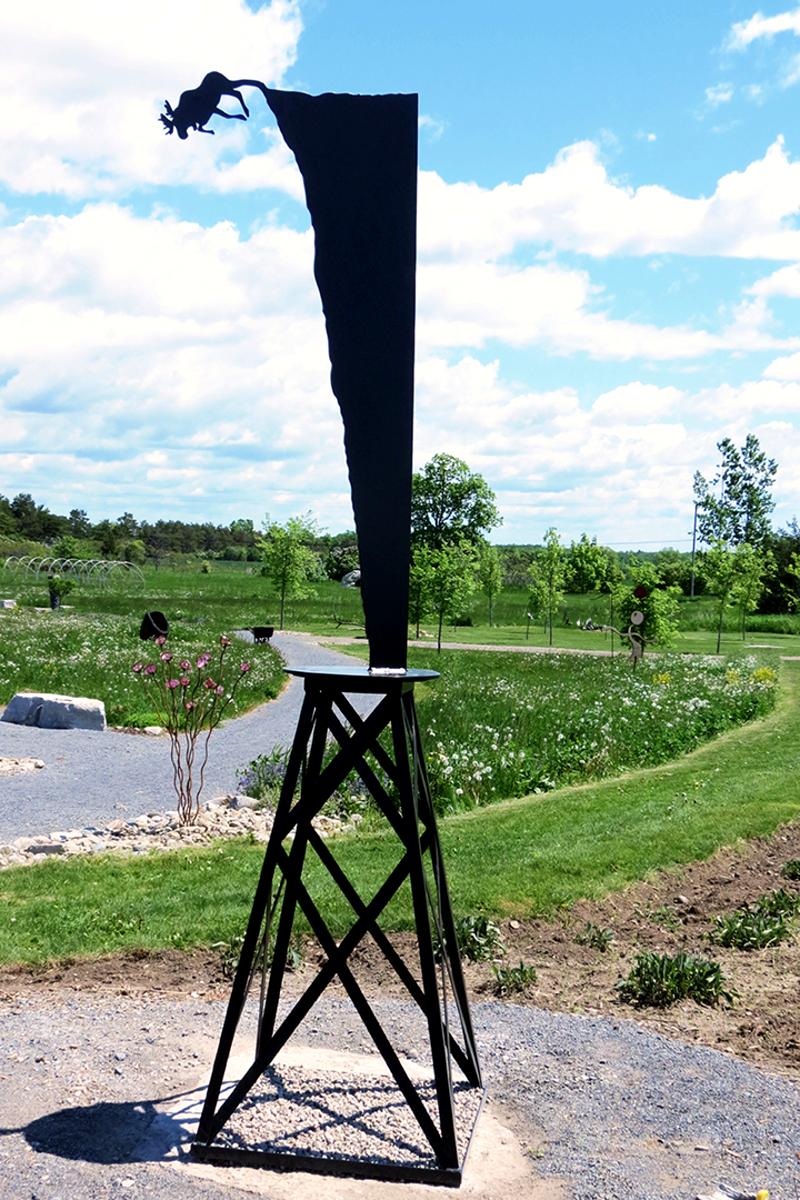 Moose Plunge (large) - grande, ludique, pop art, sculpture canadienne en aluminium