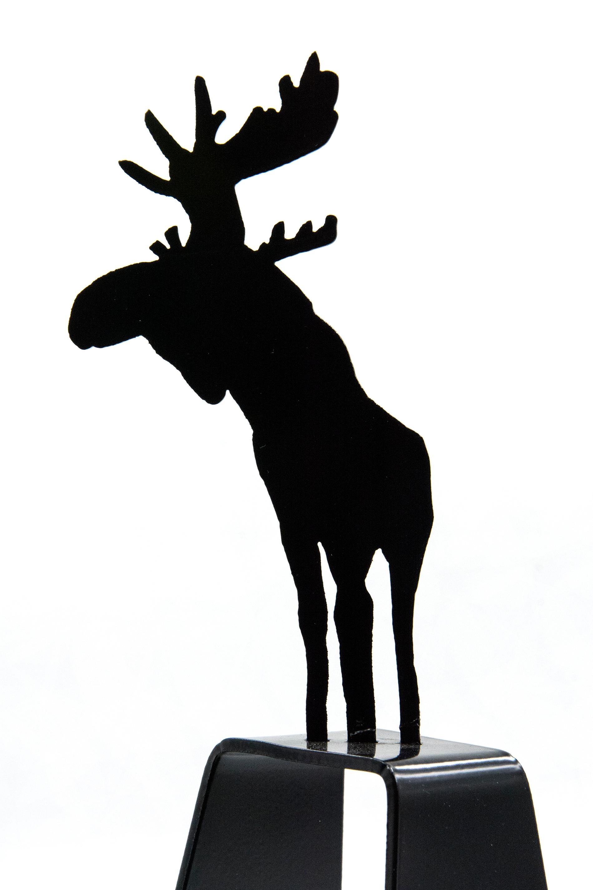 Mooseconstrue 1/4 - small, playful, pop art, Canadian, aluminum sculpture - Black Figurative Sculpture by Charles Pachter