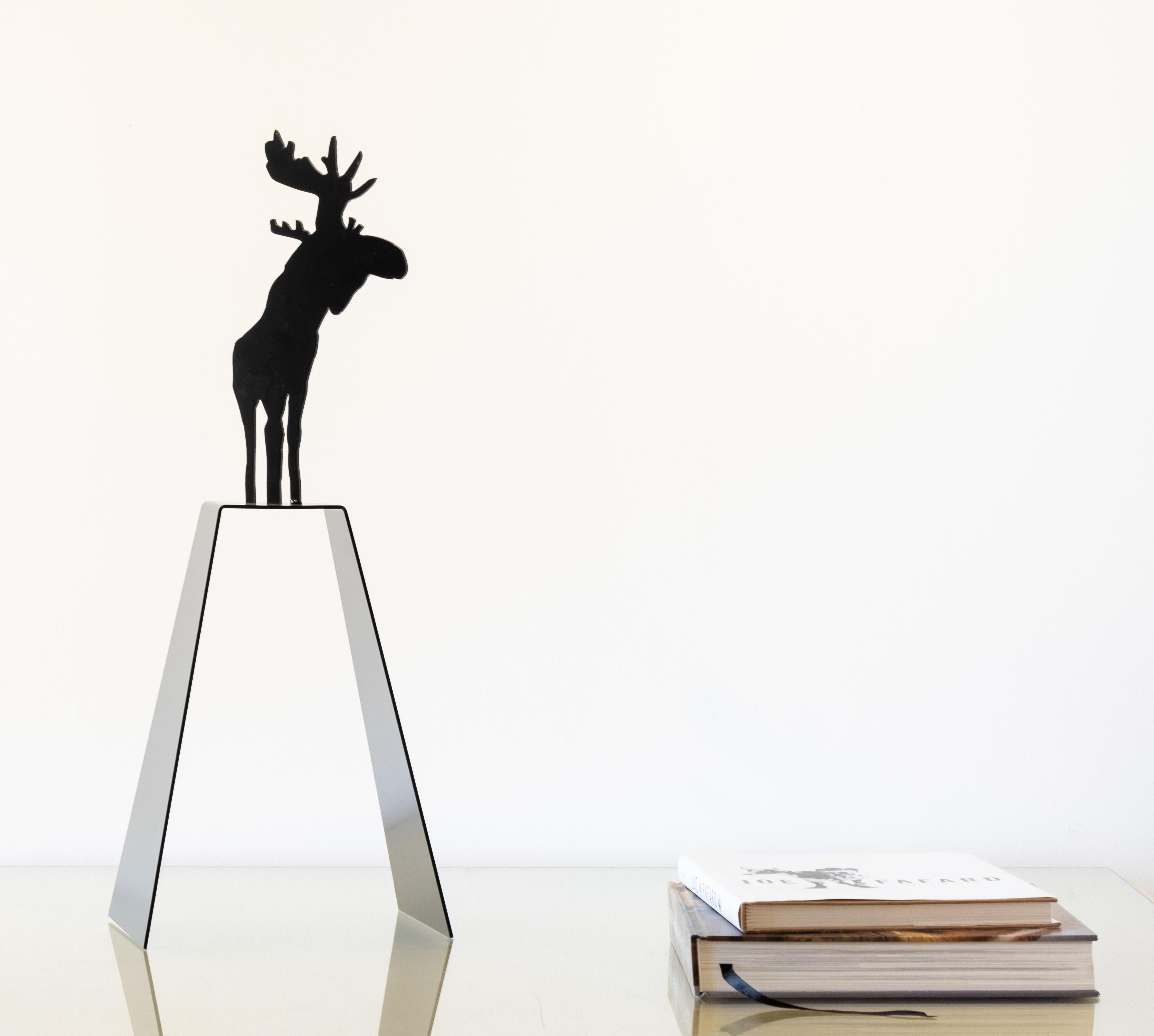 The unmistakable silhouette of a moose—one of Canada’s iconic images is celebrated in this sculpture by Charlie Pachter. As a little boy, pop artist Pachter once met a moose at a local fair. The memory of that encounter stayed with him and decades