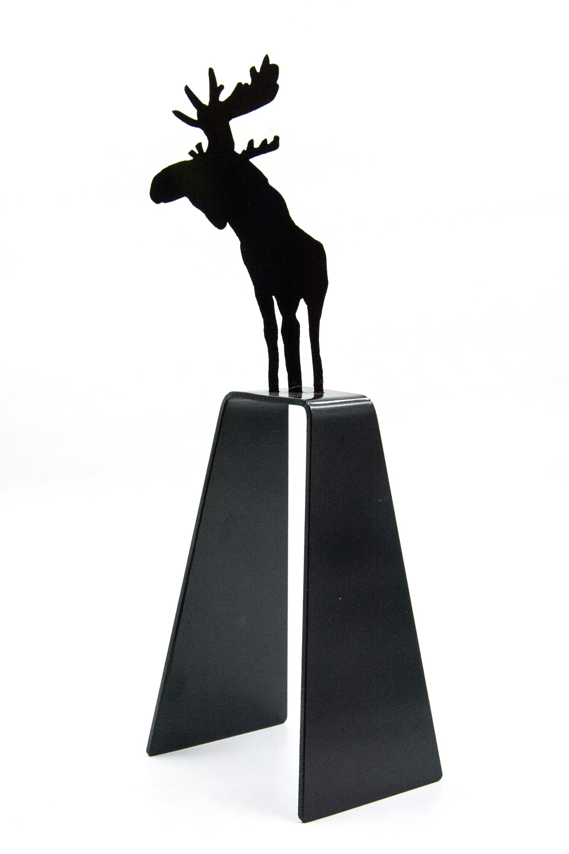 Charles Pachter Figurative Sculpture – Mooseconstrue 1/4 - kleine, verspielte, kanadische Pop-Art-Skulptur aus Aluminium