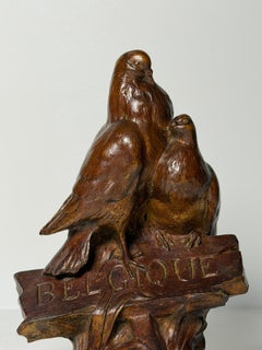 Sans abri, couple de pigeons voyageur - Bronze de Charles Paillet (1871 - 1937)