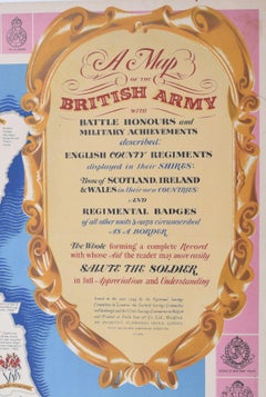 1944 WW2 British Army map poster by Charles Paine for National Savings