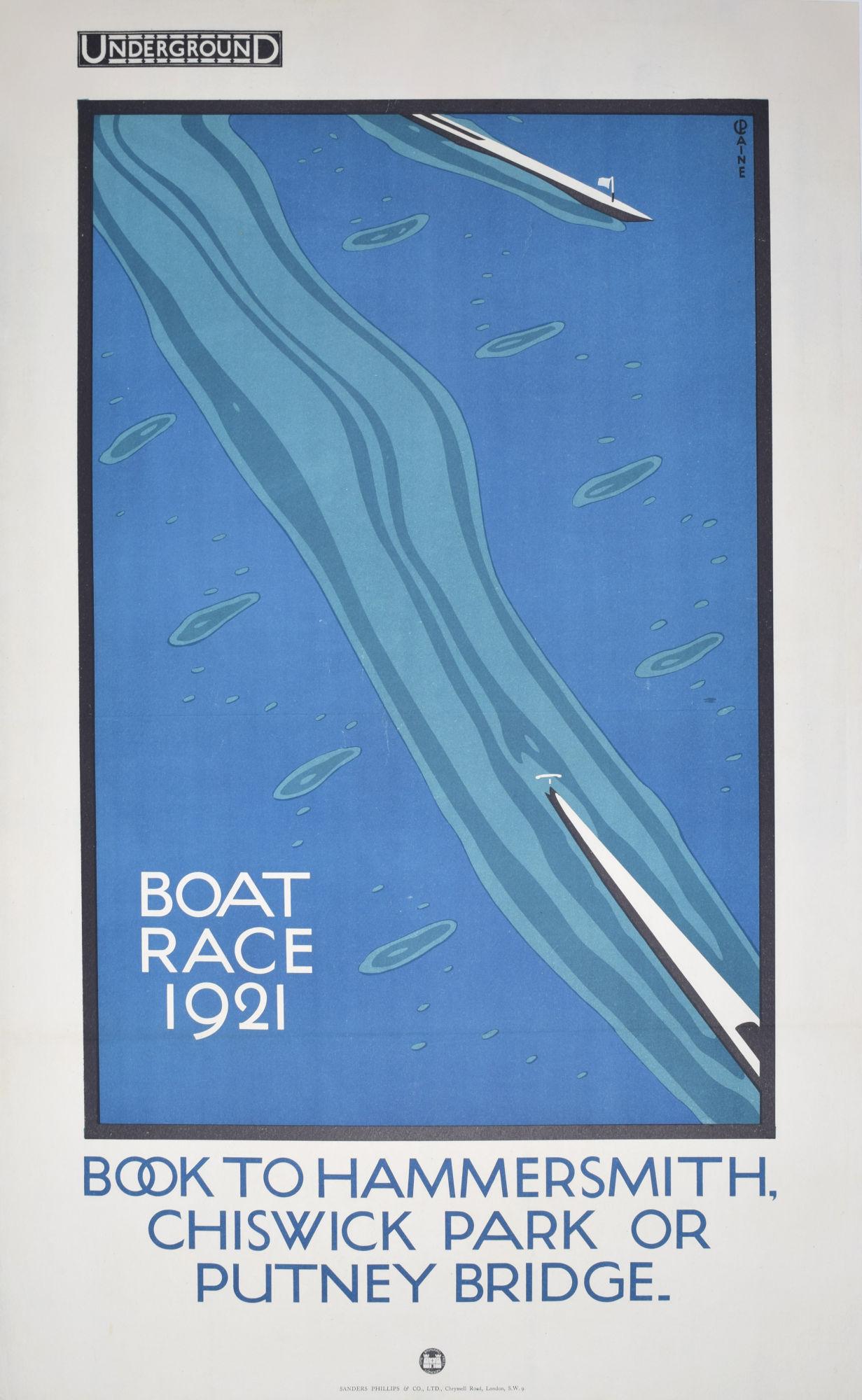 To see our other original vintage posters, scroll down to "More from this Seller" and below it click on "See all from this Seller" - or send us a message if you cannot find the poster you want.

Charles Paine (1895 - 1967)
Boat Race