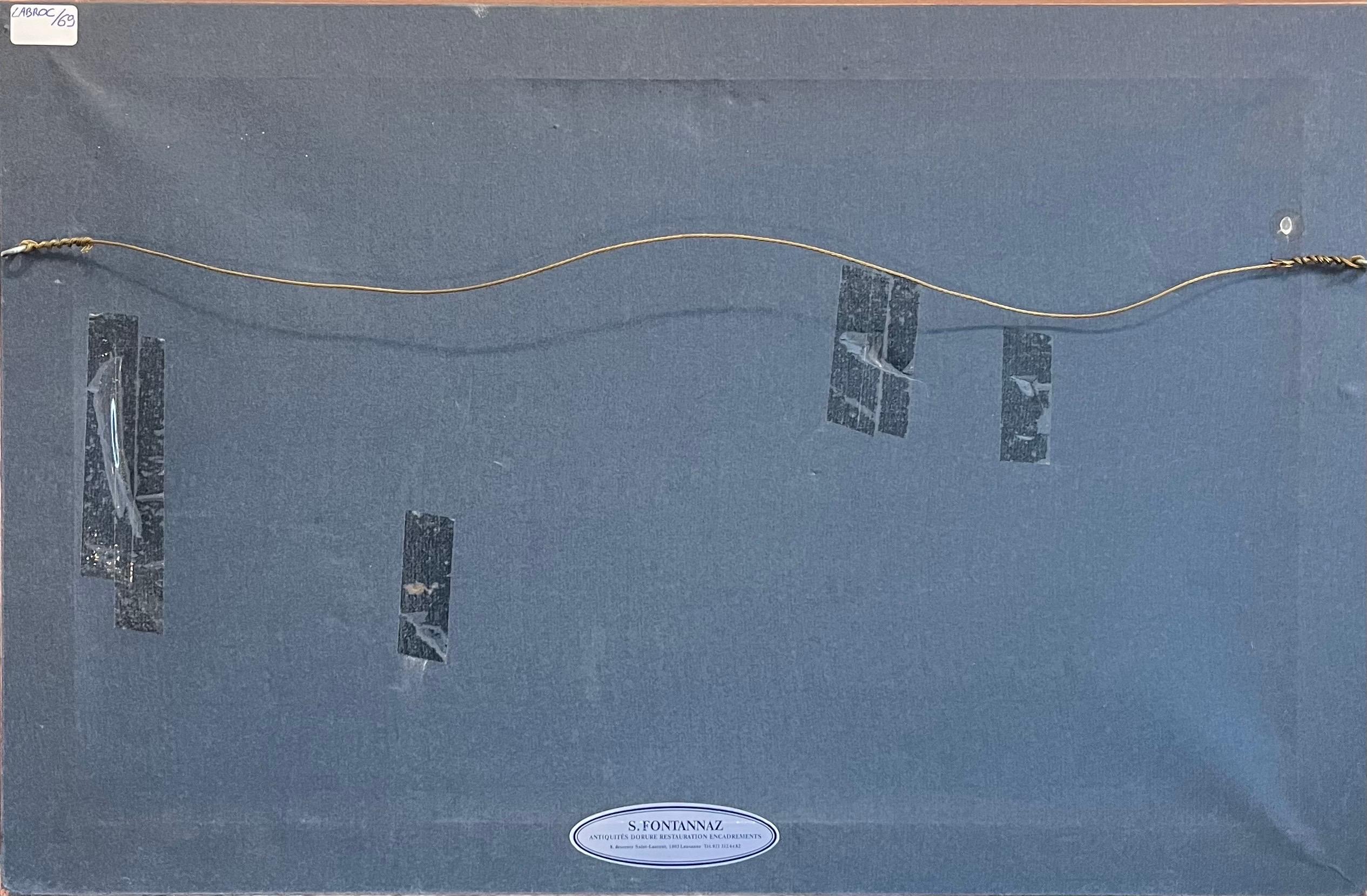 Lake and Mountains by Charles Parisod - Oil on Wood Panel - 28x45 cm im Angebot 11