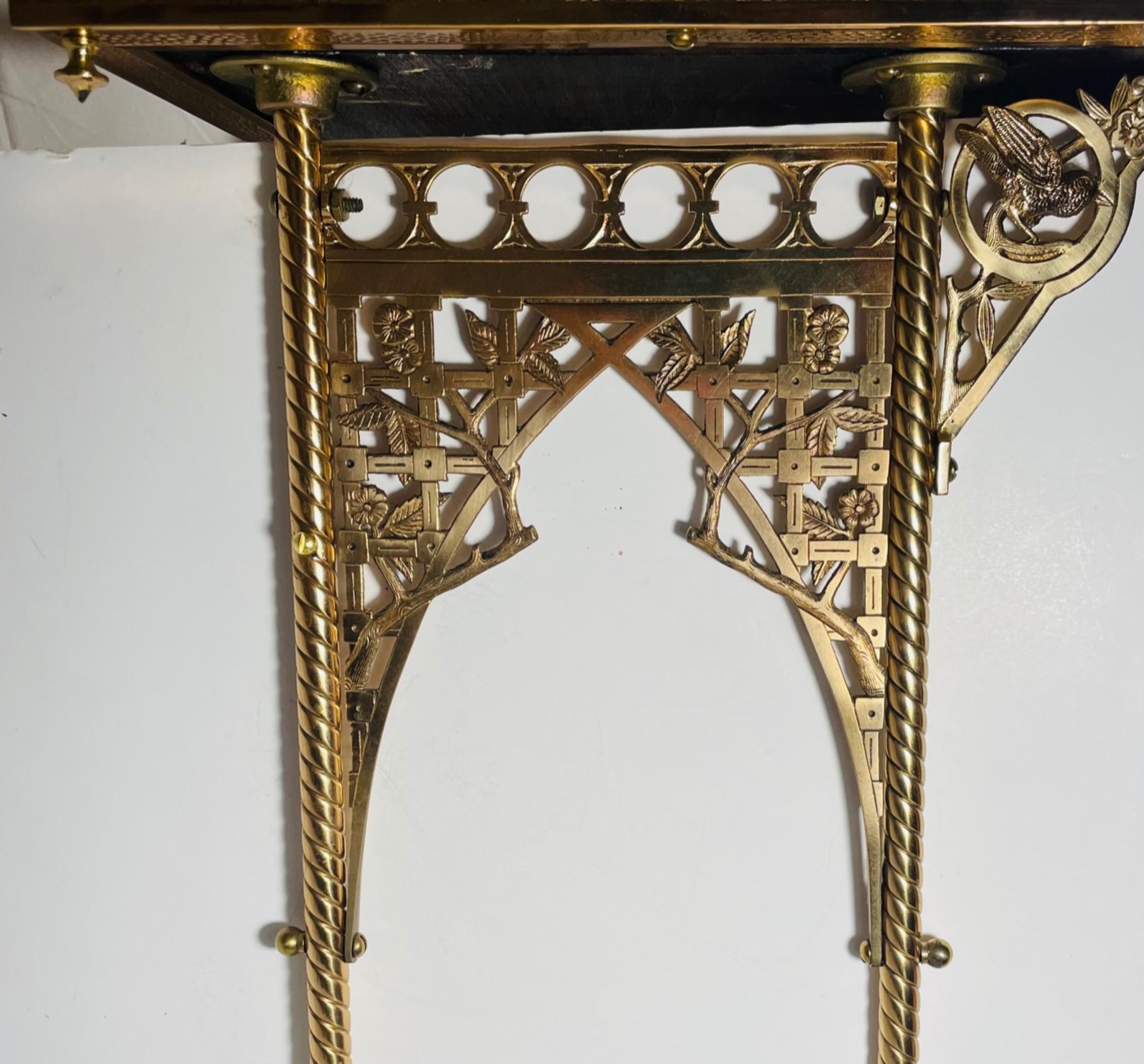 American Charles Parker Aesthetic Movement Brass Telephone Table Stand, ca. 1880