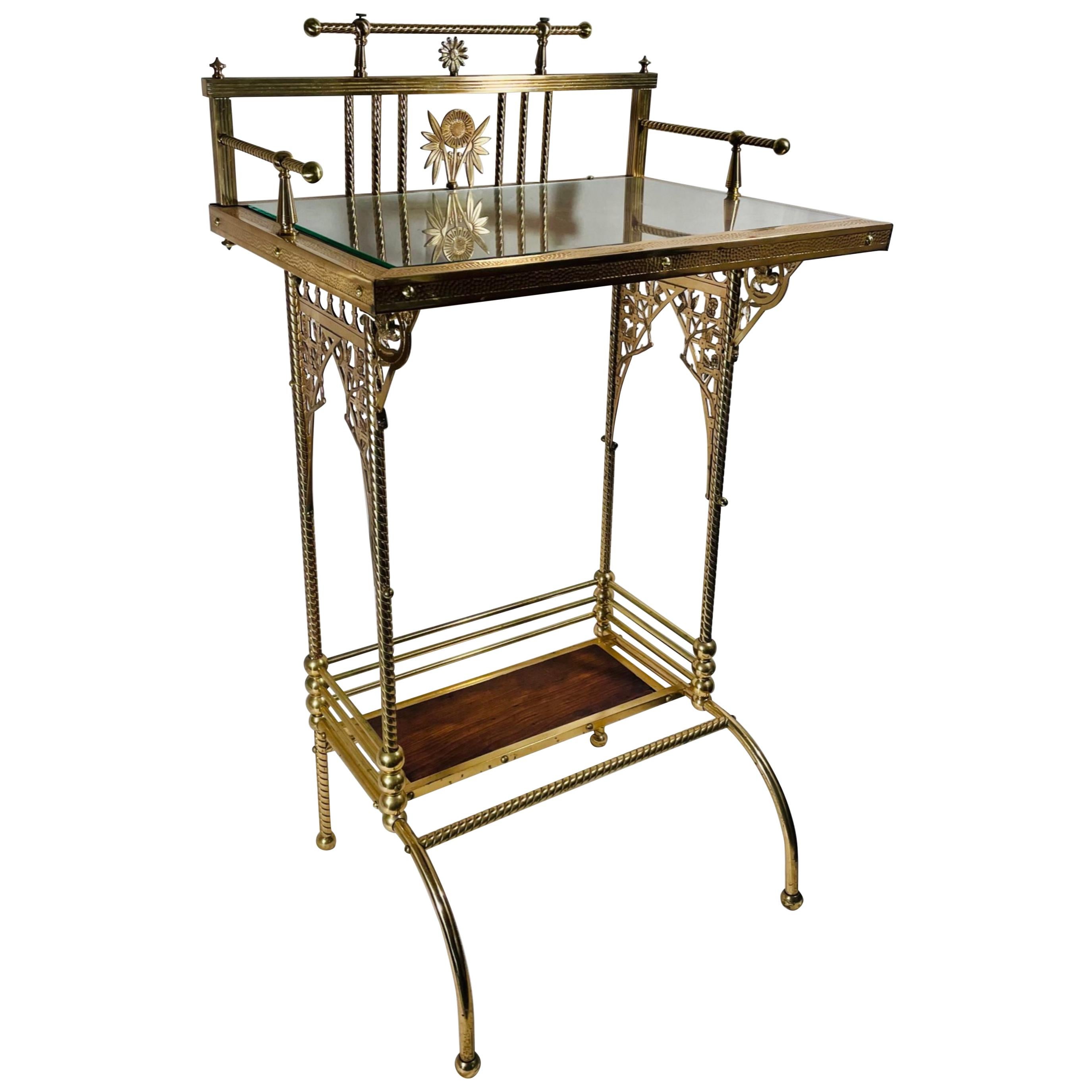Charles Parker Aesthetic Movement Brass Telephone Table Stand, ca. 1880