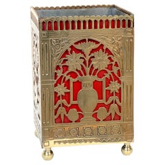 Charles Parker Aesthetic Movement Durchbrochene Messing 
Rot Emaille Papierkorb/ Can