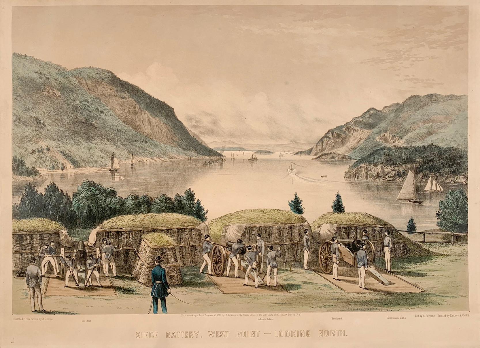 Charles Parsons Landscape Print - Siege Battery, West Point - Looking North
