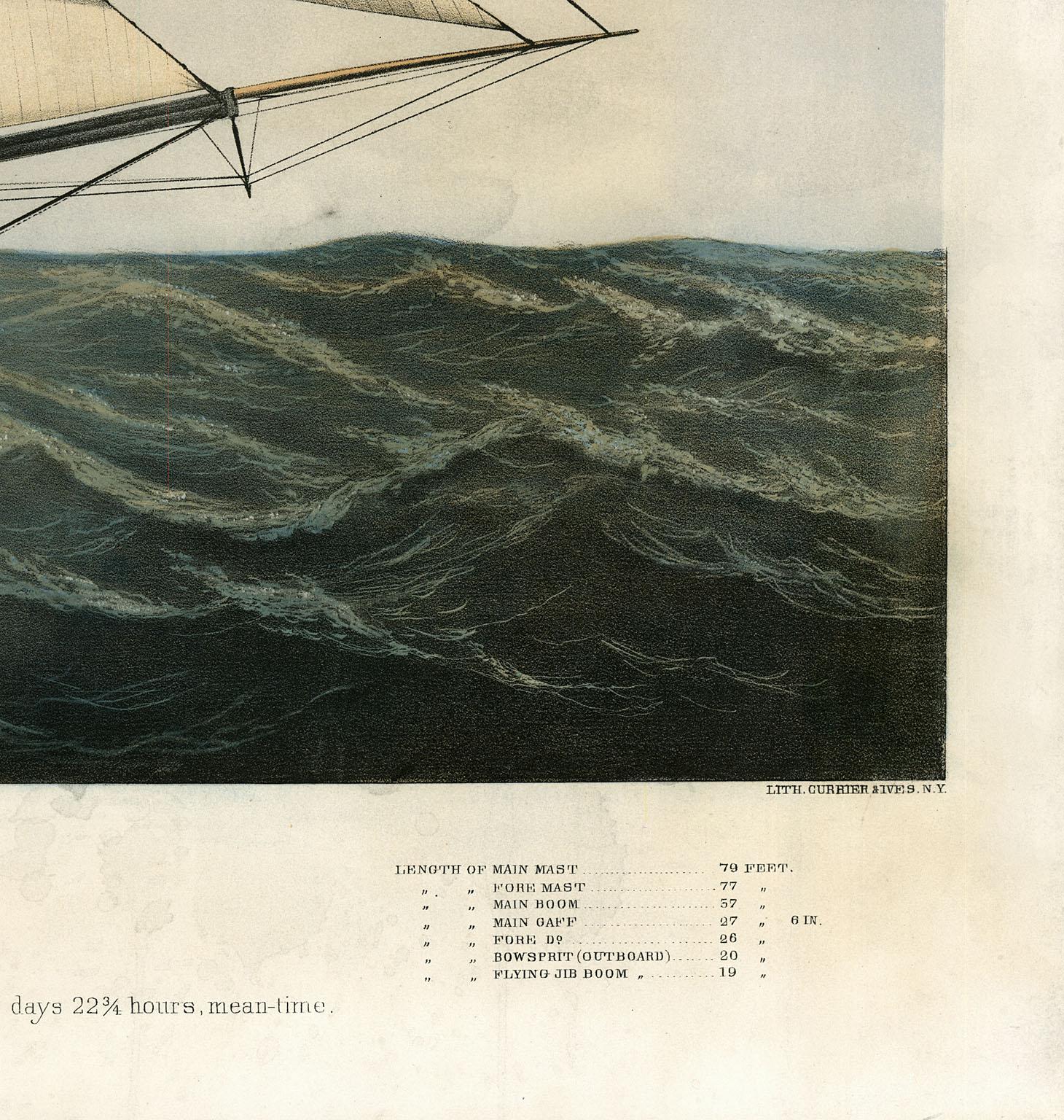 Le yacht « Henrietta » pèse 205 tonnes. Modelé par M. Wm. Tooker, N.Y. Construit par M. ... - Beige Landscape Print par Charles Parsons