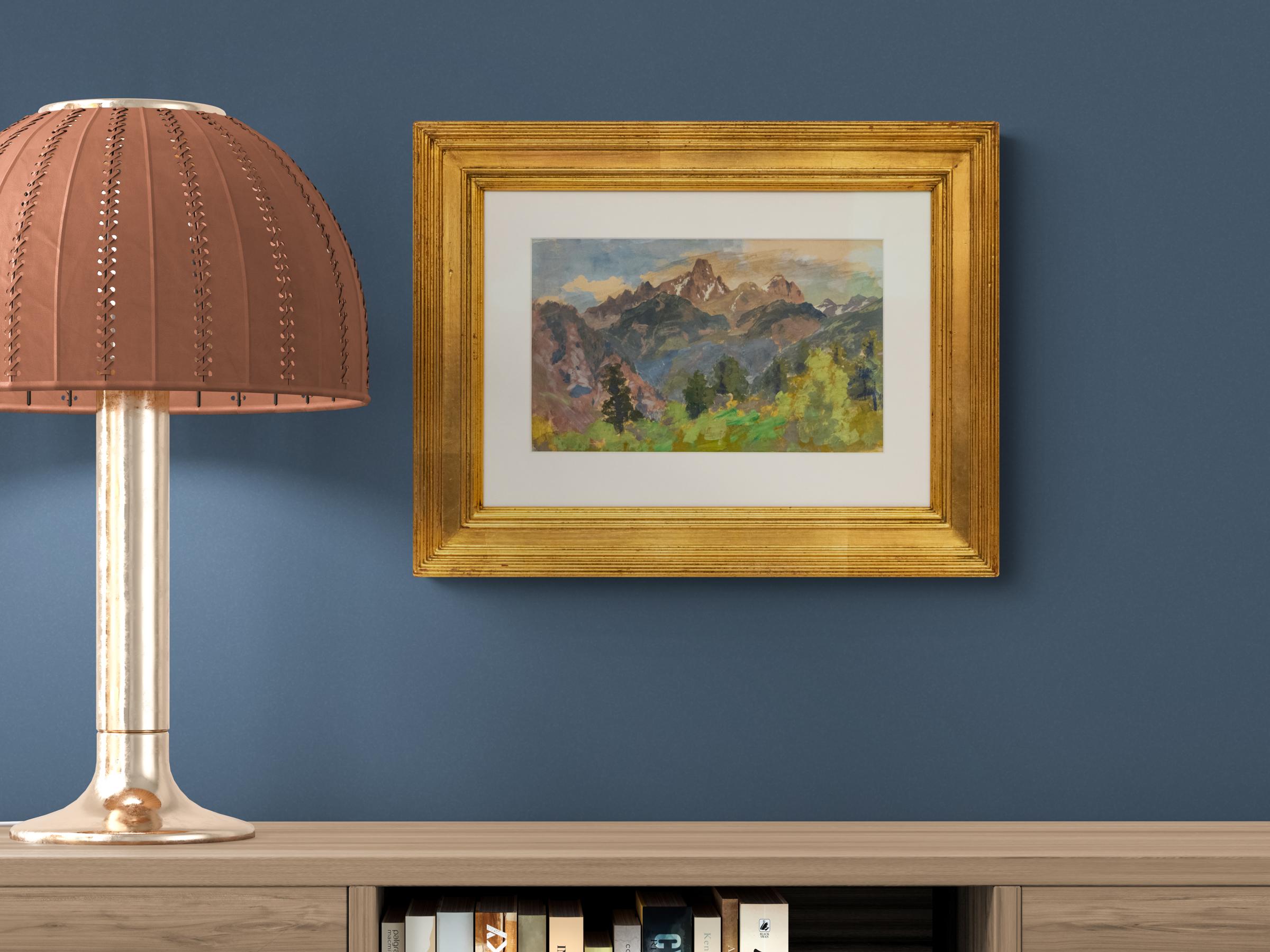 19th C. American Impressionist Gouache of Colorado Mountains in Spring For Sale 1