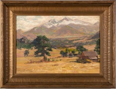 Antique American Impressionist Western Colorado Mountain Signed Oil Painting