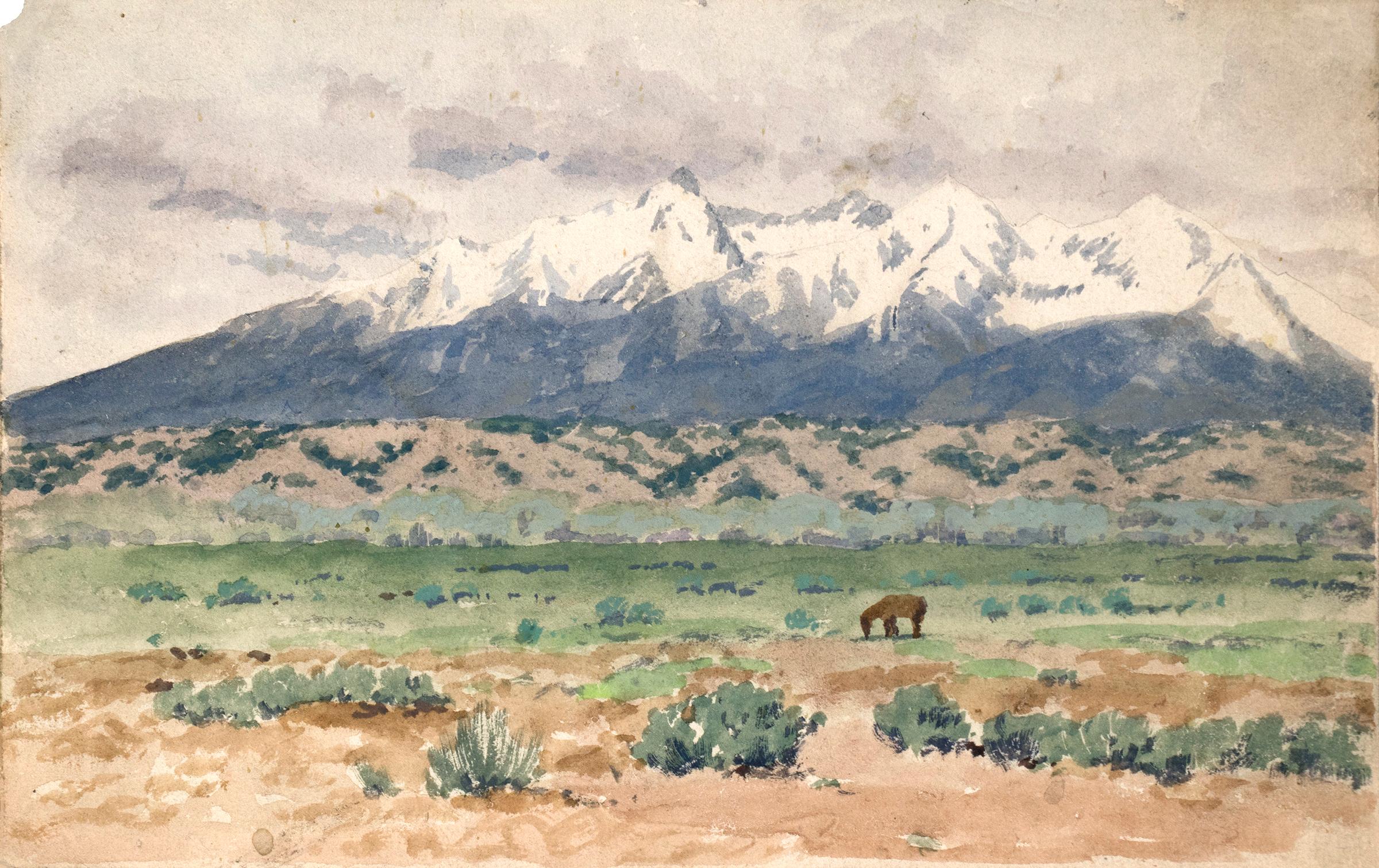 Blanca Peak, Sangre de Cristo Range, Colorado Mountain Landscape Painting Horse