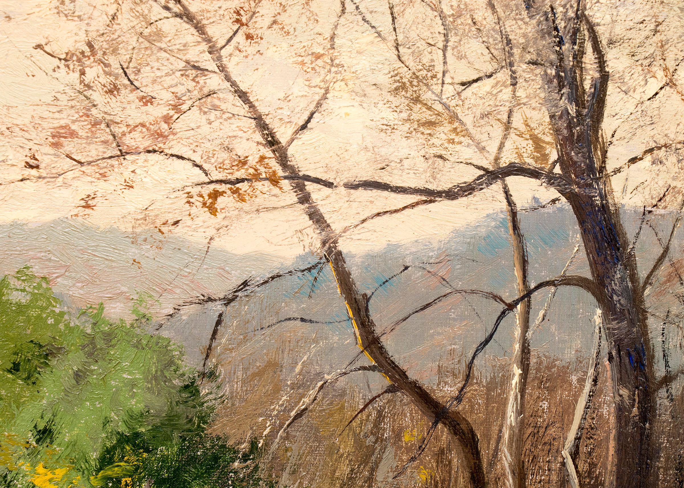 1890s Traditional Mountain Fall Landscape Oil Painting of Clear Creek, Colorado - Brown Landscape Painting by Charles Partridge Adams