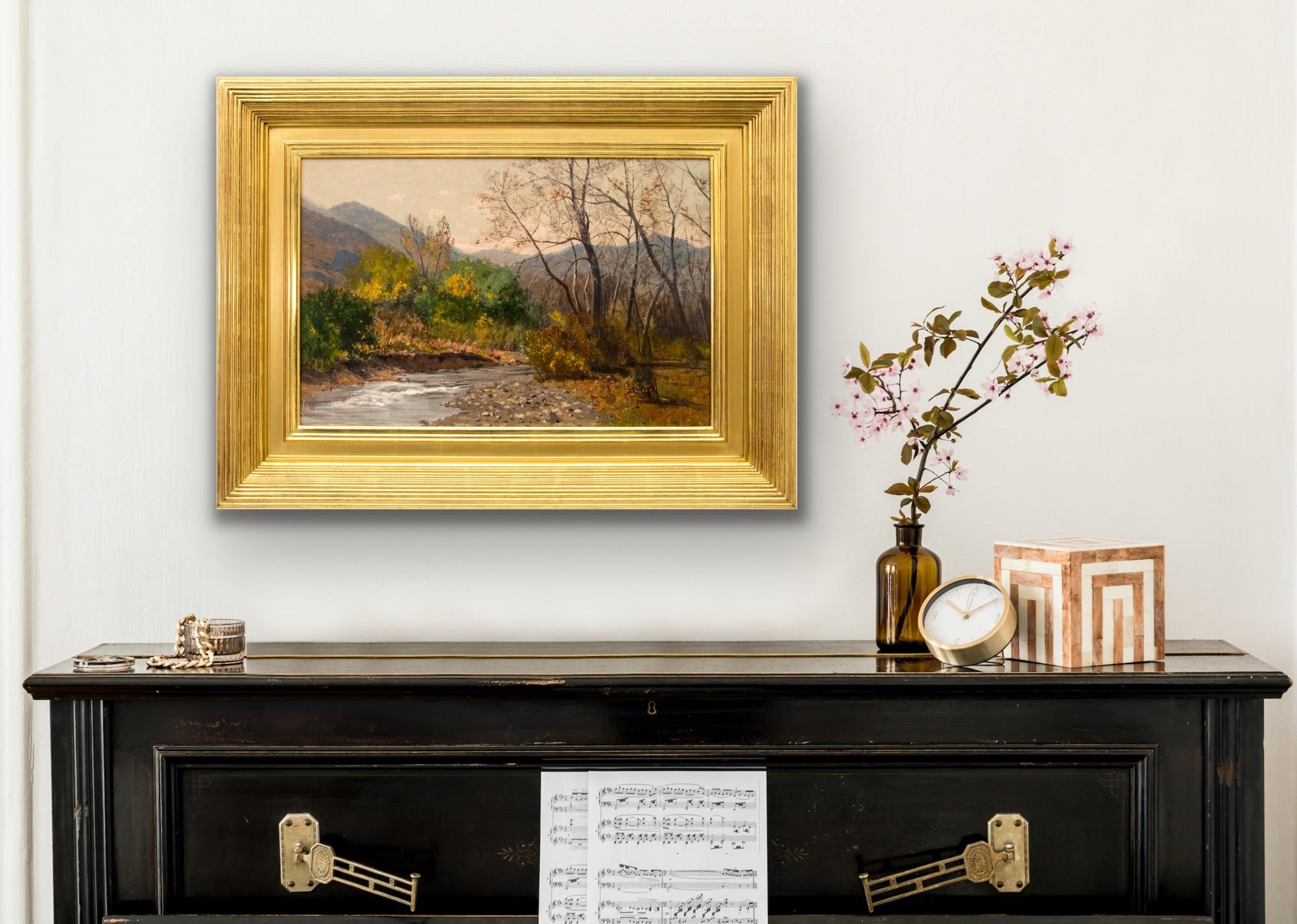 1890s Traditional Mountain Fall Landscape Oil Painting of Clear Creek, Colorado 3