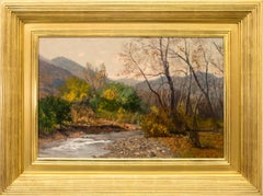 1890s Traditional Mountain Fall Landscape Oil Painting of Clear Creek, Colorado