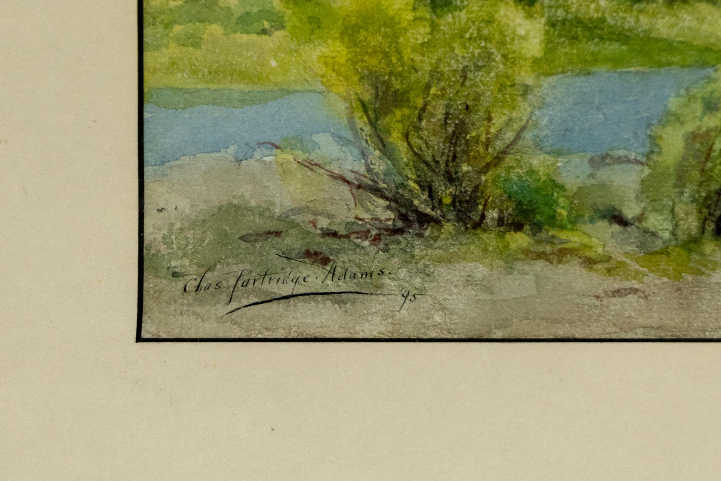 Colorado Mountain Landscape with River, 1890s Watercolor Painting For Sale 3
