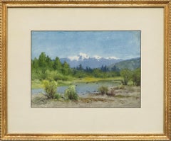 Charles Partridge Adams 1890s Colorado River Mountain Watercolor Painting