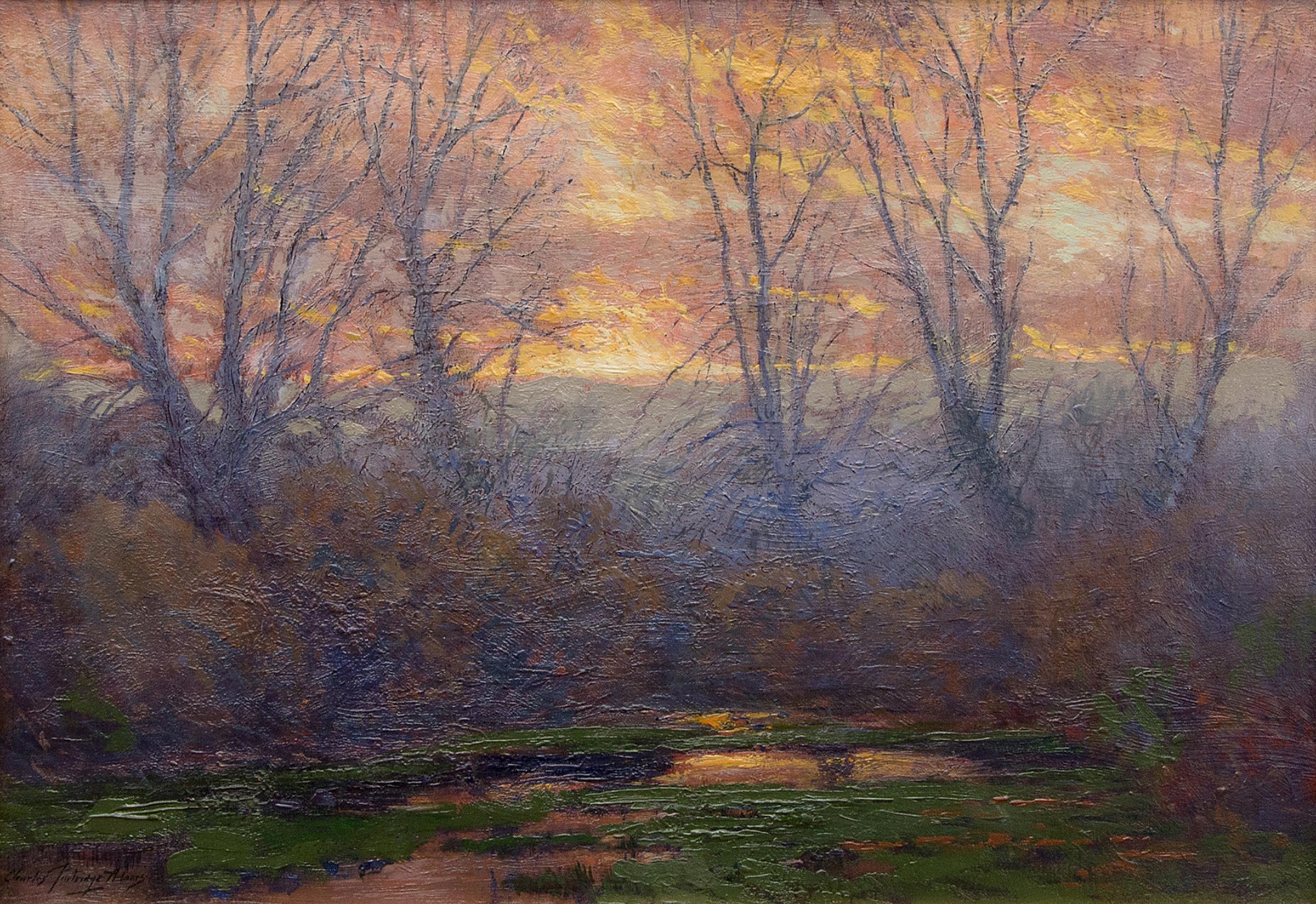 Dunstiger Herbstsonnenuntergang (Nähe Denver Colorado) – Painting von Charles Partridge Adams