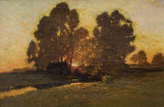 Impressionistisches Ölgemälde - Sonnenuntergang über Colorado Front Range Landschaft