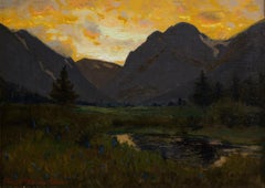 Moraine Park at Sunset - Estes Park, Colorado, Mountain Landscape Oil Painting