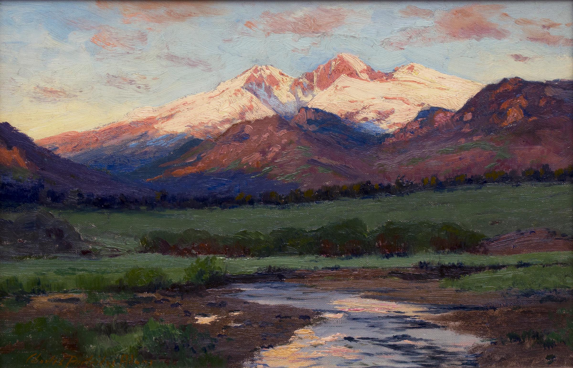 Untitled Landscape (Twilight over Longs Peak from near Estes Park, Colorado) - Painting by Charles Partridge Adams