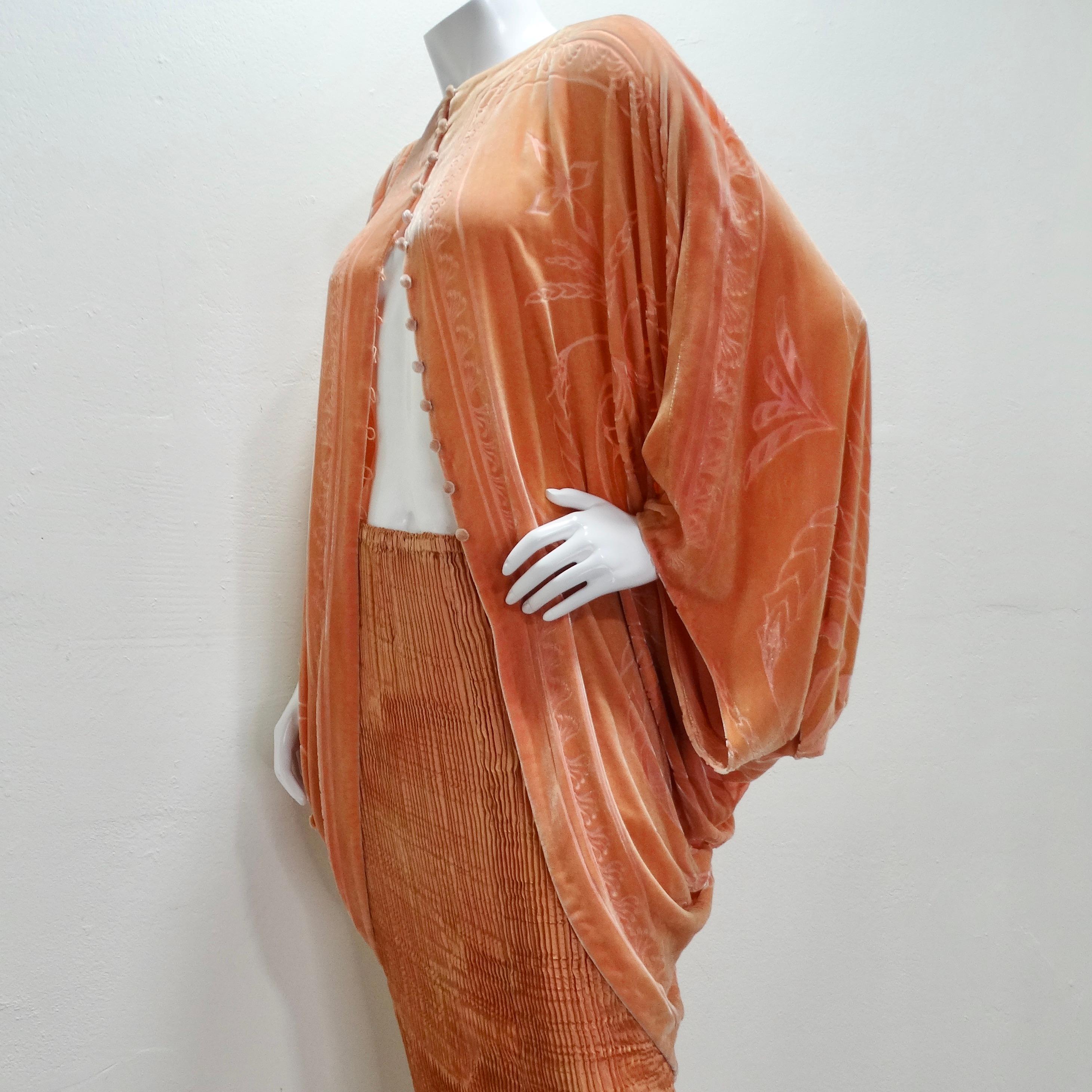Charles Patricia Lester 1970s Fortuny Style Burnt Velvet Pleated Top & Skirt Set 6